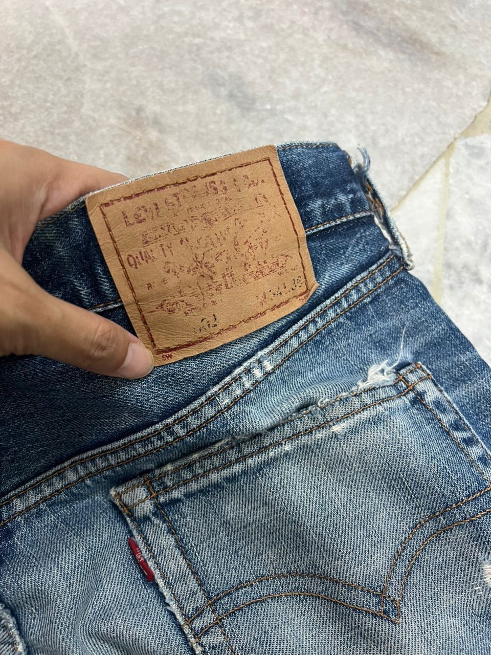 Levi's Vintage LVC Levis 502 Big E Distressed Size US 32 / EU 48 - 7 Thumbnail