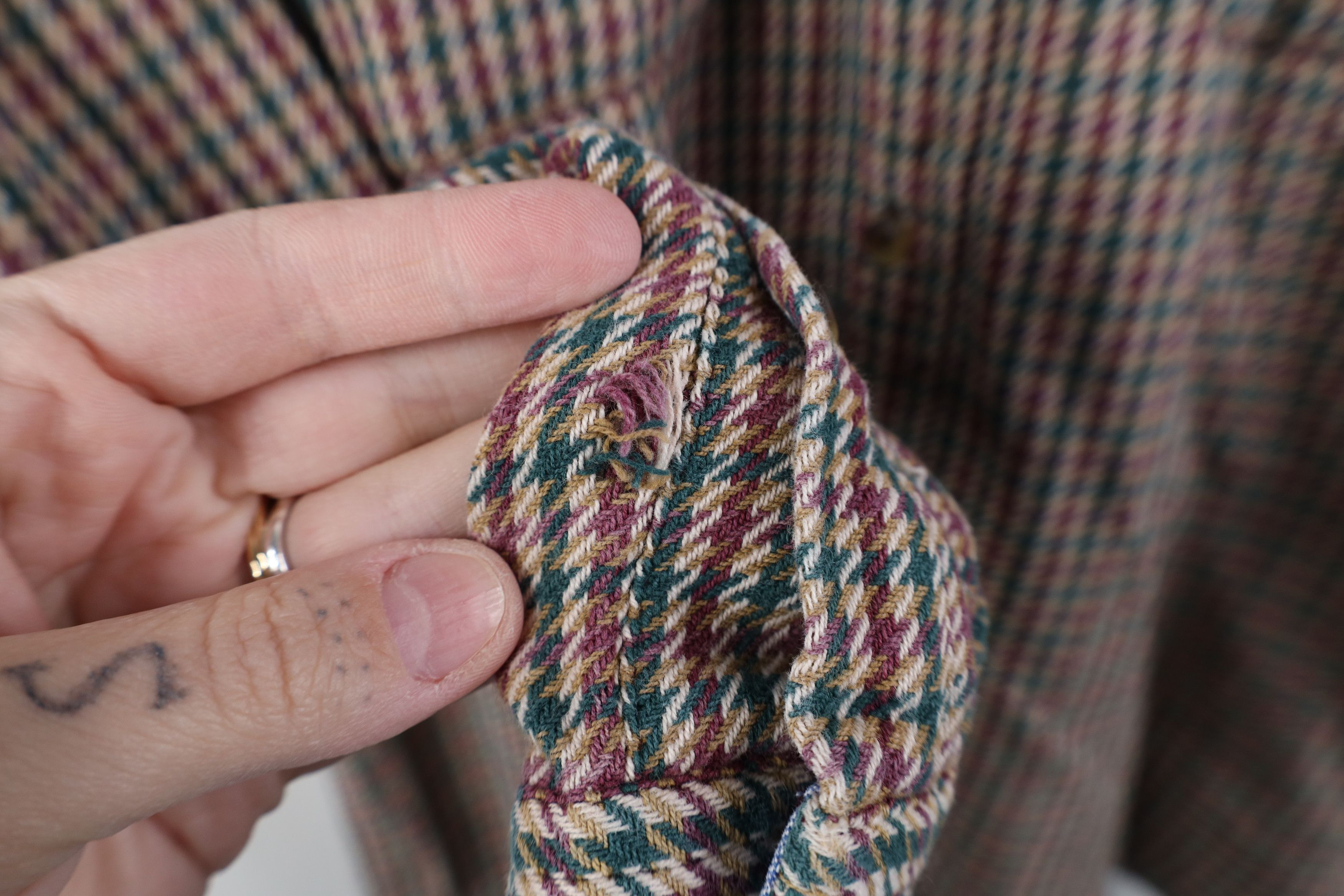 Vintage Vintage 90s Streetwear Houndstooth Flannel Button Shirt Size US M / EU 48-50 / 2 - 5 Thumbnail