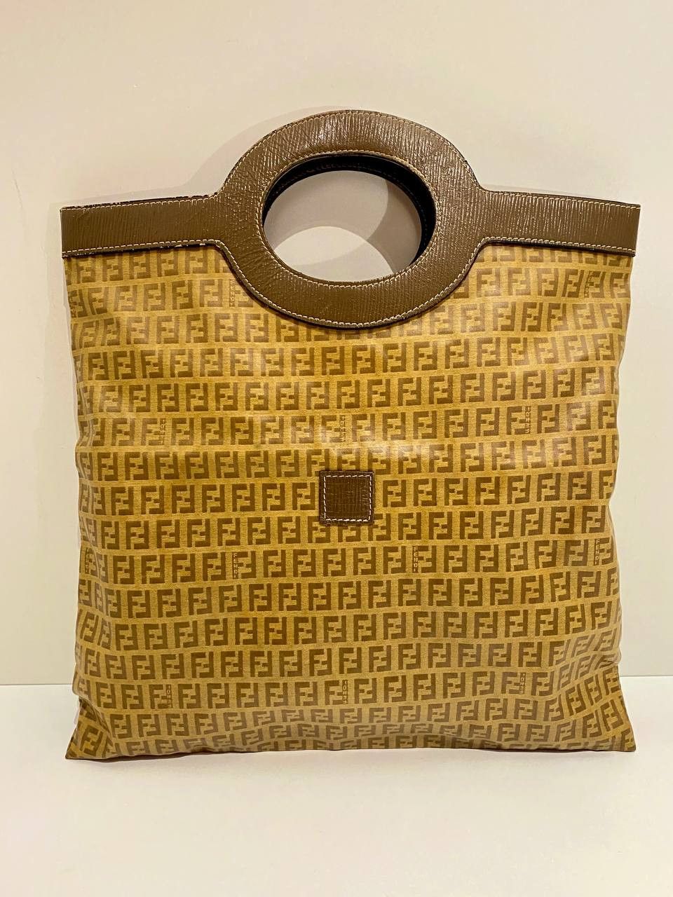 Fendi Zucchino Ff Monogram Runaway Shopping Tote Hand Bag in Brown, Women's