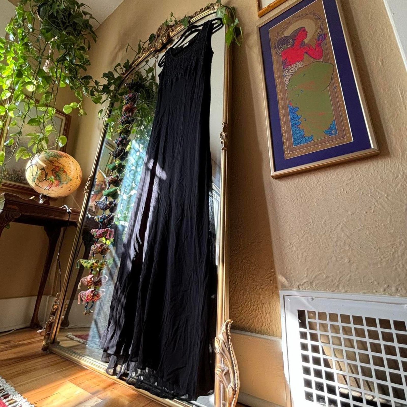 Other Vintage Simple Black Floor Length Maxi Dress 10 Y2K 90s Prom Size L / US 10 / IT 46 - 6 Thumbnail