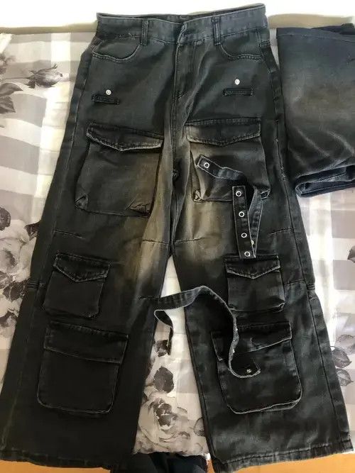 Japanese Brand Loose Wide Leg Jeans with Multiple Pockets Size US 33 - 3 Thumbnail