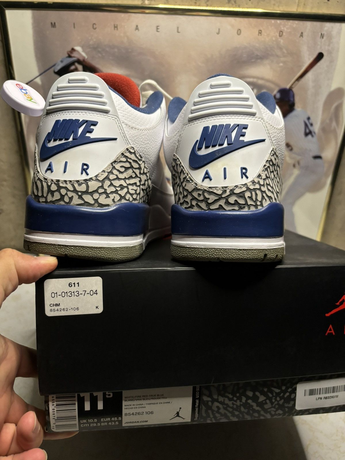 Jordan Brand Jordan Retro 3 ‘true blue’ Size US 11.5 / EU 44-45 - 7 Thumbnail