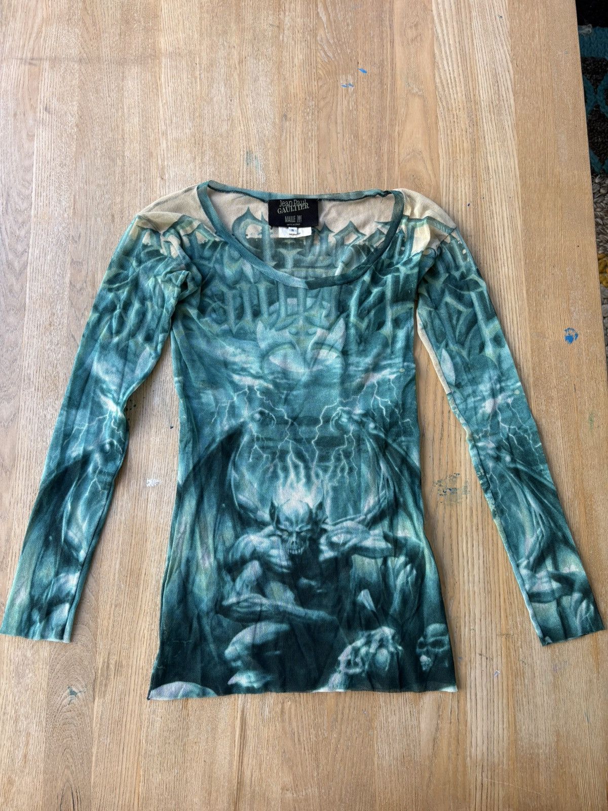 Jean Paul Gaultier Jean Paul Gaultier Mesh Top Green Demon Print Size US S / EU 44-46 / 1 - 7 Thumbnail