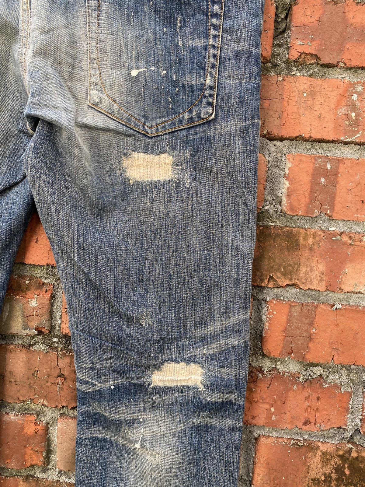 Japanese Brand W34x33 distressed Bit Blue japanese brand denime Size 34" / US 12 / IT 48 - 6 Thumbnail