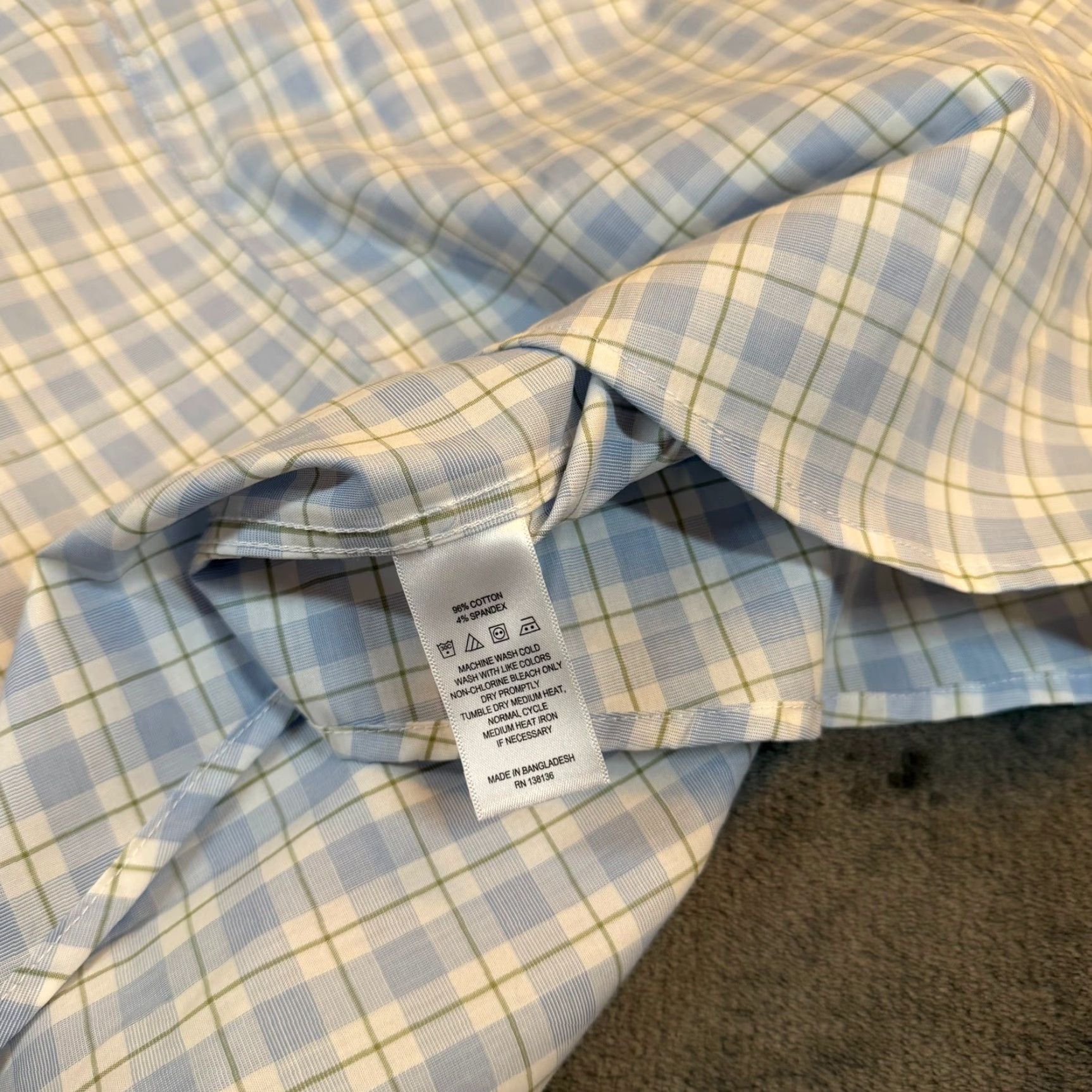 Stafford Stafford Dress Shirt Mens Small Blue White Plaid Button Up 14-14.5 NWT Regular Size 36R - 6 Thumbnail