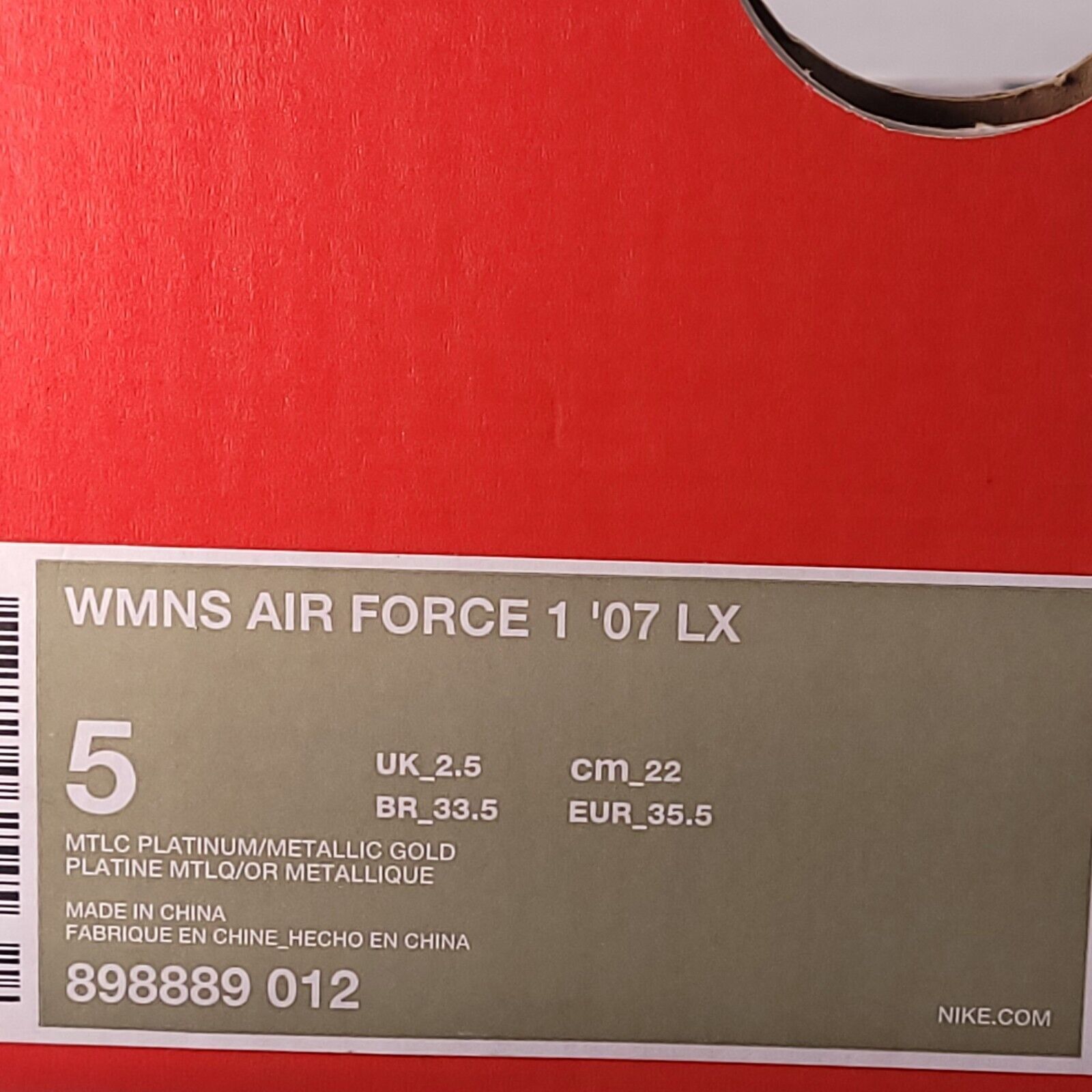 Nike Nike Air Force 1 '07 LX Shoe Womens Size 5 898889-012 Gold Size US 5 / IT 35 - 9 Thumbnail
