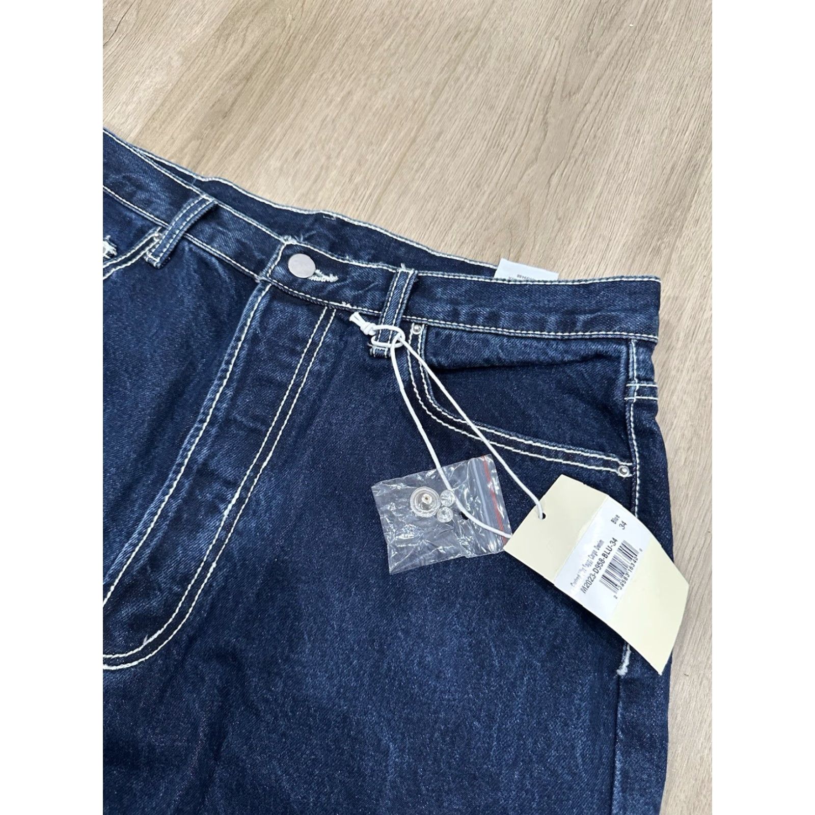 MNML mnml Jeans Men Wide-Leg Denim 34x33 Blue NWT Baggy Rave Fit Cargo Regular 100% Cotton Mens Jeans Size US 34 / EU 50 - 3 Thumbnail