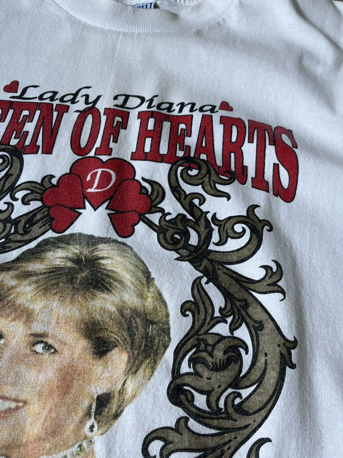 Vintage Lady Diana Queen of Hearts white T-shirt rare Size US XL / EU 56 / 4 - 5 Thumbnail