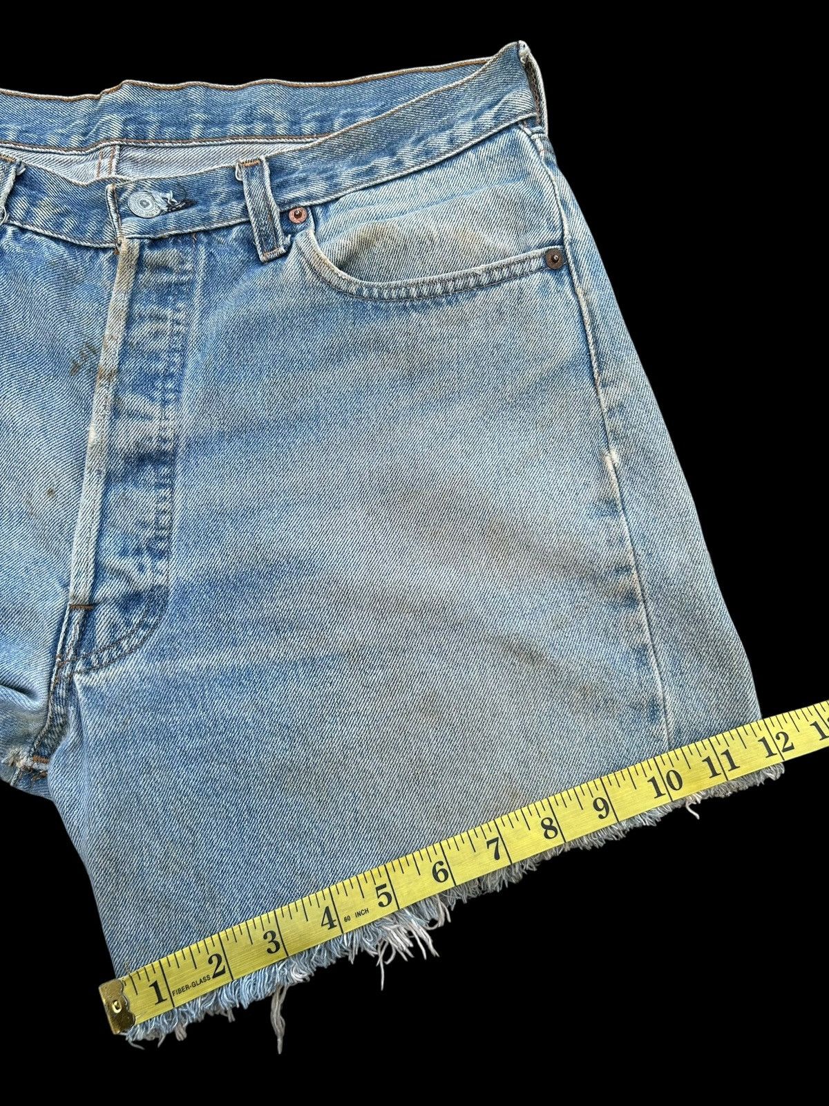 Kapital 80's THRASHED Levis 524 Selvedge Distressed Short Denim Jean Size US 34 / EU 50 - 18 Thumbnail