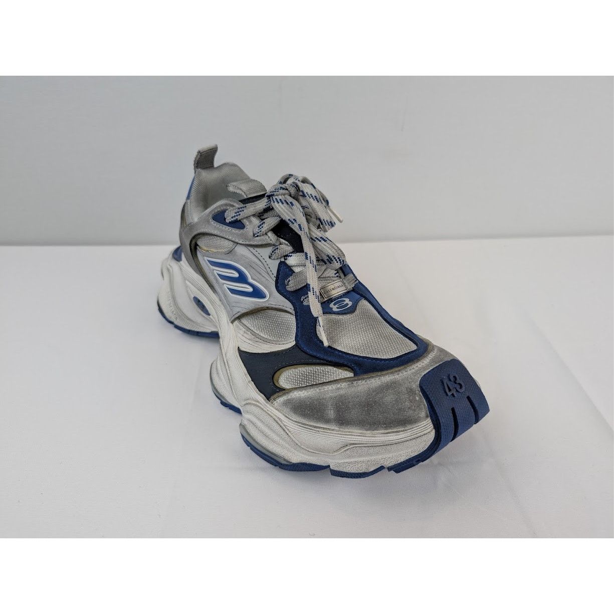 Balenciaga o1rshd1 Suede Mesh Cargo Sneakers in Grey/White/Blue Size US 10 / EU 43 - 2 Thumbnail