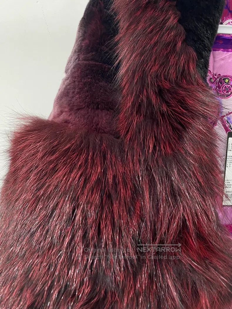 Versace Versace Rabbit fur coat burgundy Size S / US 4 / IT 40 - 2 Thumbnail