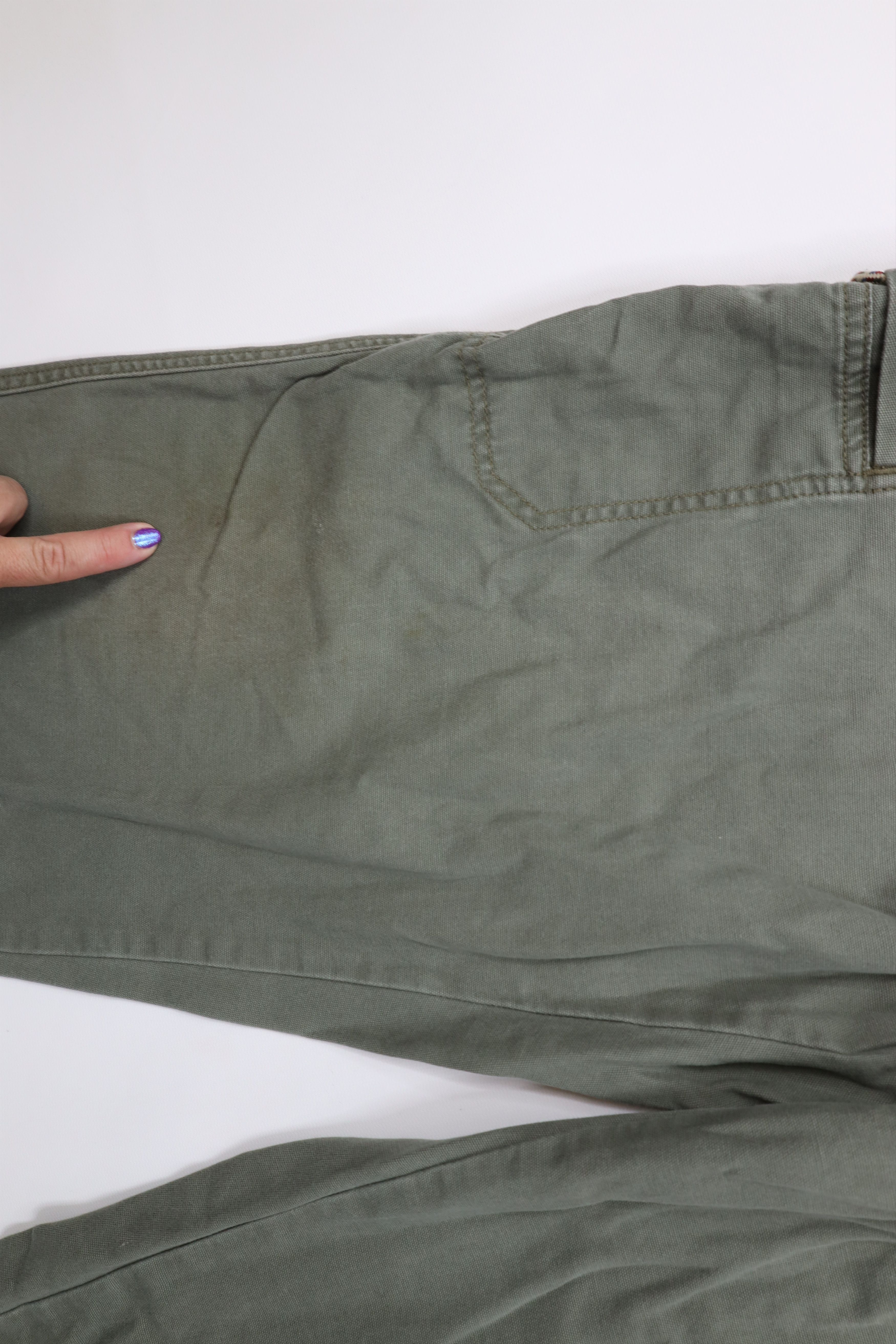 L.L. Bean Vintage LL Bean Canvas Wide Leg Cargo Pants Green Cotton Size US 40 / EU 56 - 5 Thumbnail