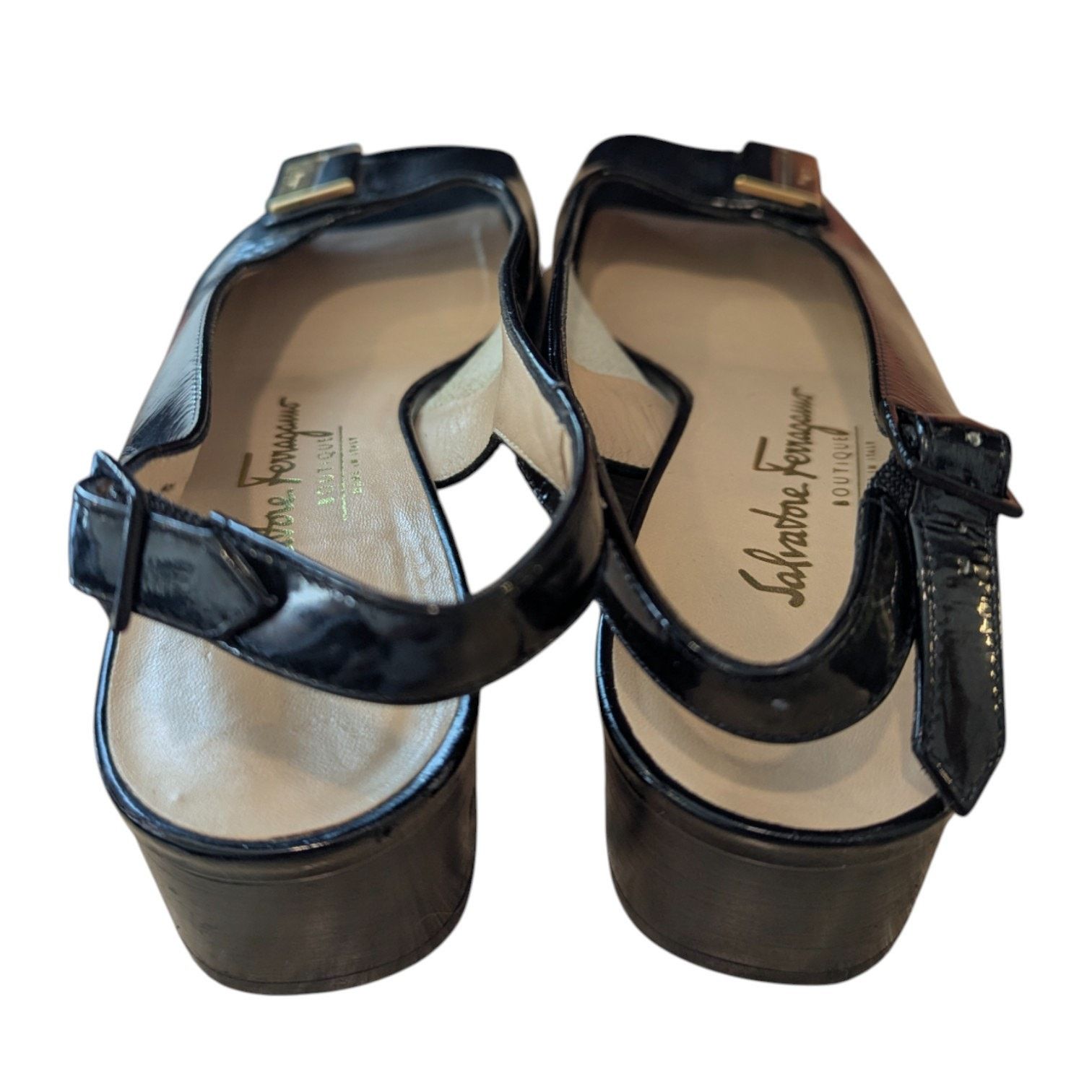 Salvatore Ferragamo 7AA Salvatore Ferragamo Boutique Black Leather Slingback Size US 7 / IT 37 - 4 Thumbnail