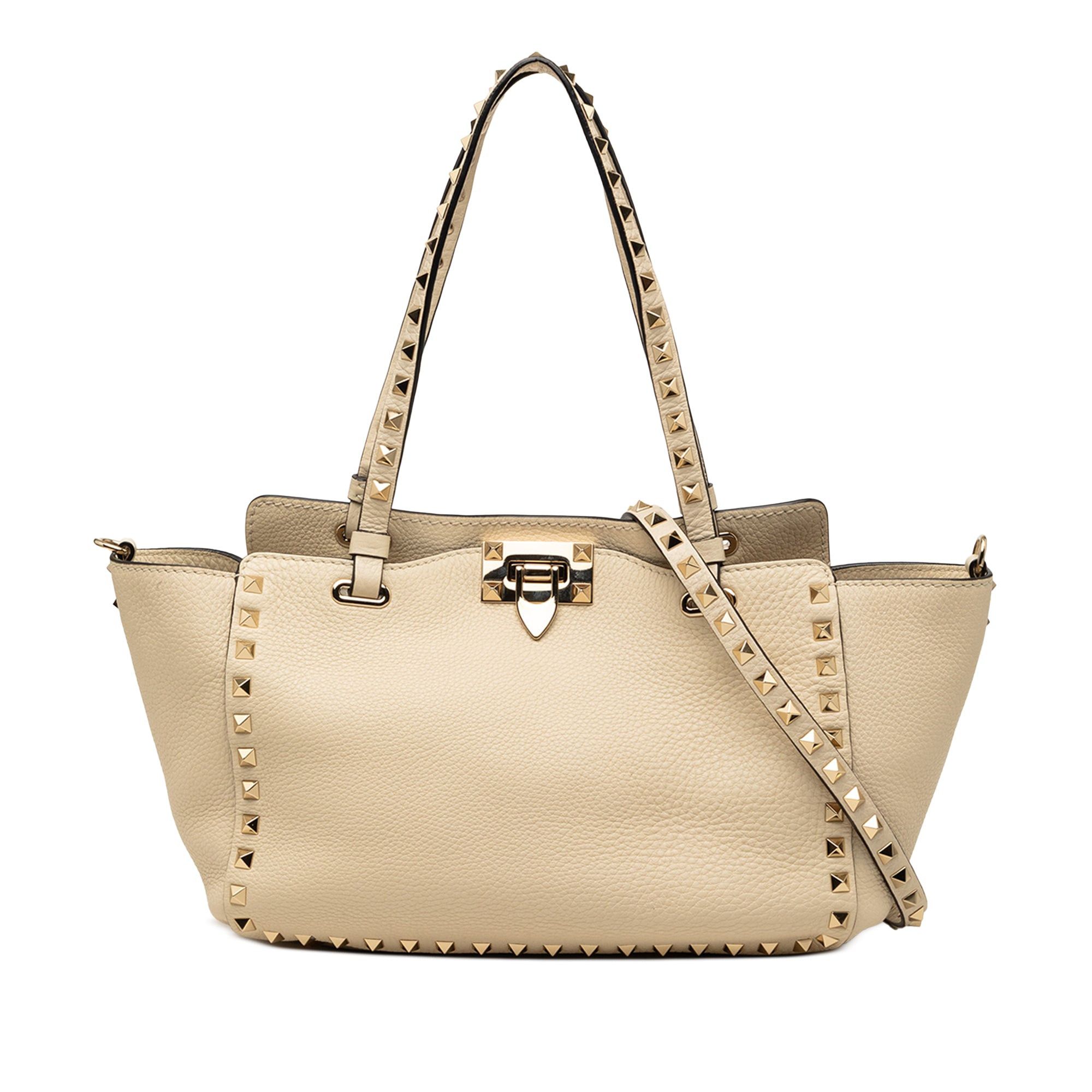 Valentino Small Grained Calfskin Rockstud Trapeze Satchel Size ONE SIZE - 1 Thumbnail