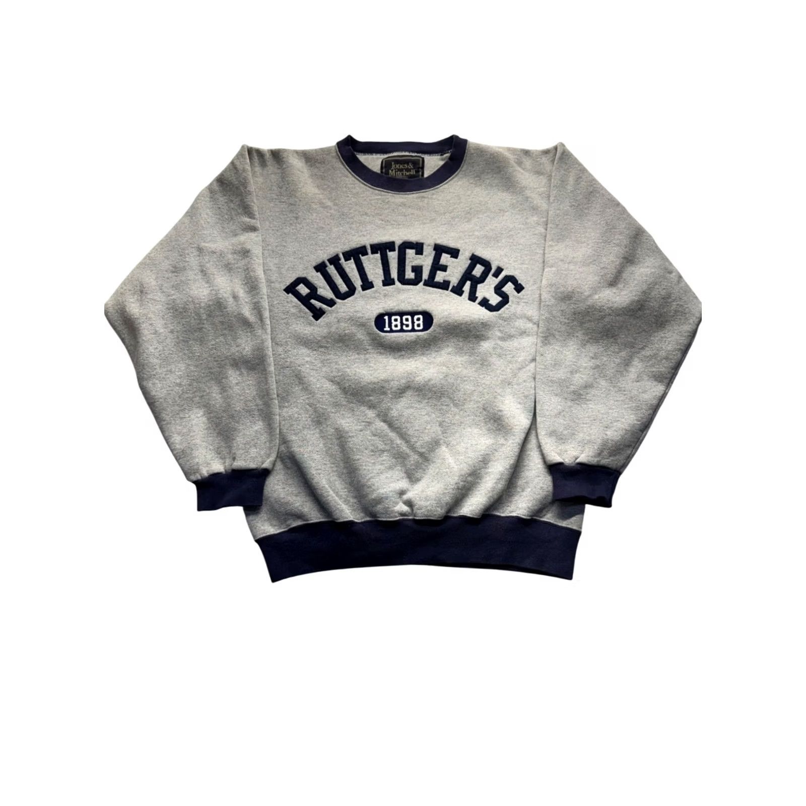 Vintage VINTAGE Jones & Mitchell Rutgers 1898 Sweatshirt Gray Navy M Mens Sweatshirt Crew Neck Long Sleeve Pullover All Season USA 80% Cotton 20% Polyester Size US M / EU 48-50 / 2 - 2 Thumbnail