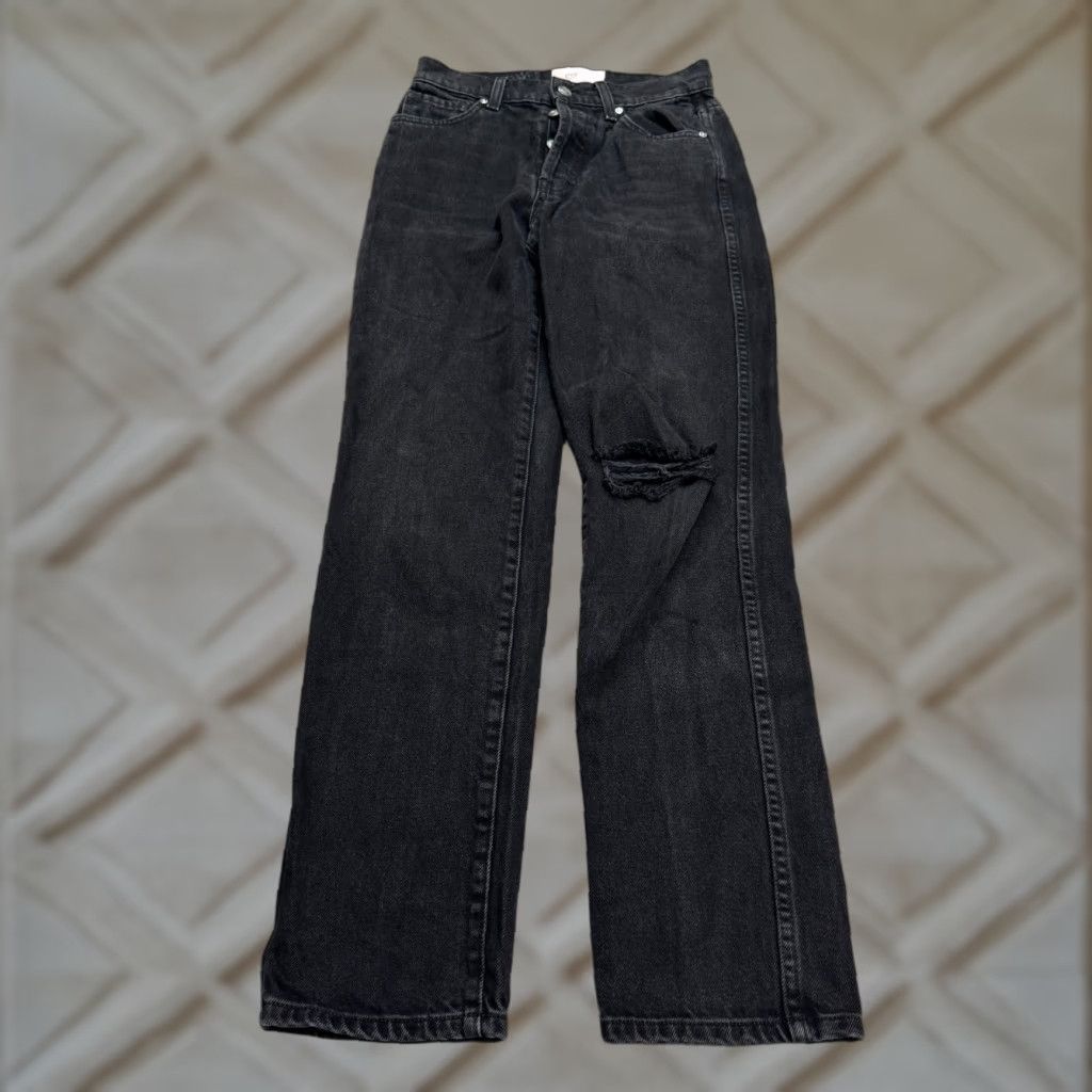 Vintage Revice Jeans Distressed Straight Black High Rise Button Fly Womens 24 Denim 100% Cotton City Grunge Jeans Size 42" / US 20 - 1 Thumbnail