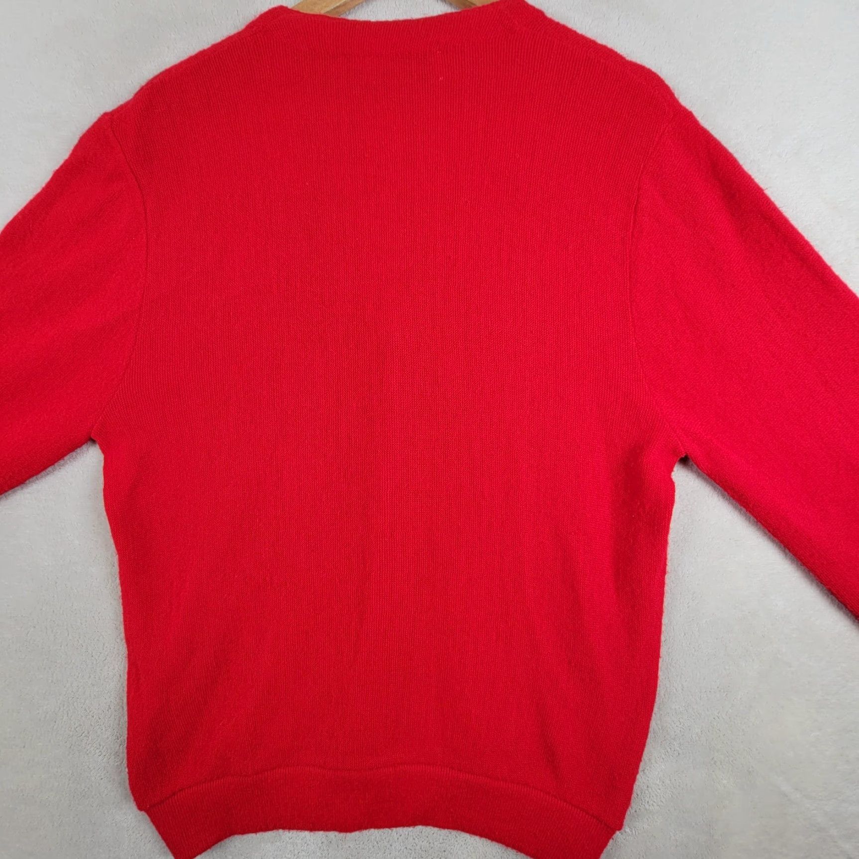 Lacoste VINTAGE Lacoste V-Neck Cardigan Sweater Red Men Size Large Button Logo Cardigan 80s 90s 60s Mens Size US L / EU 52-54 / 3 - 3 Thumbnail