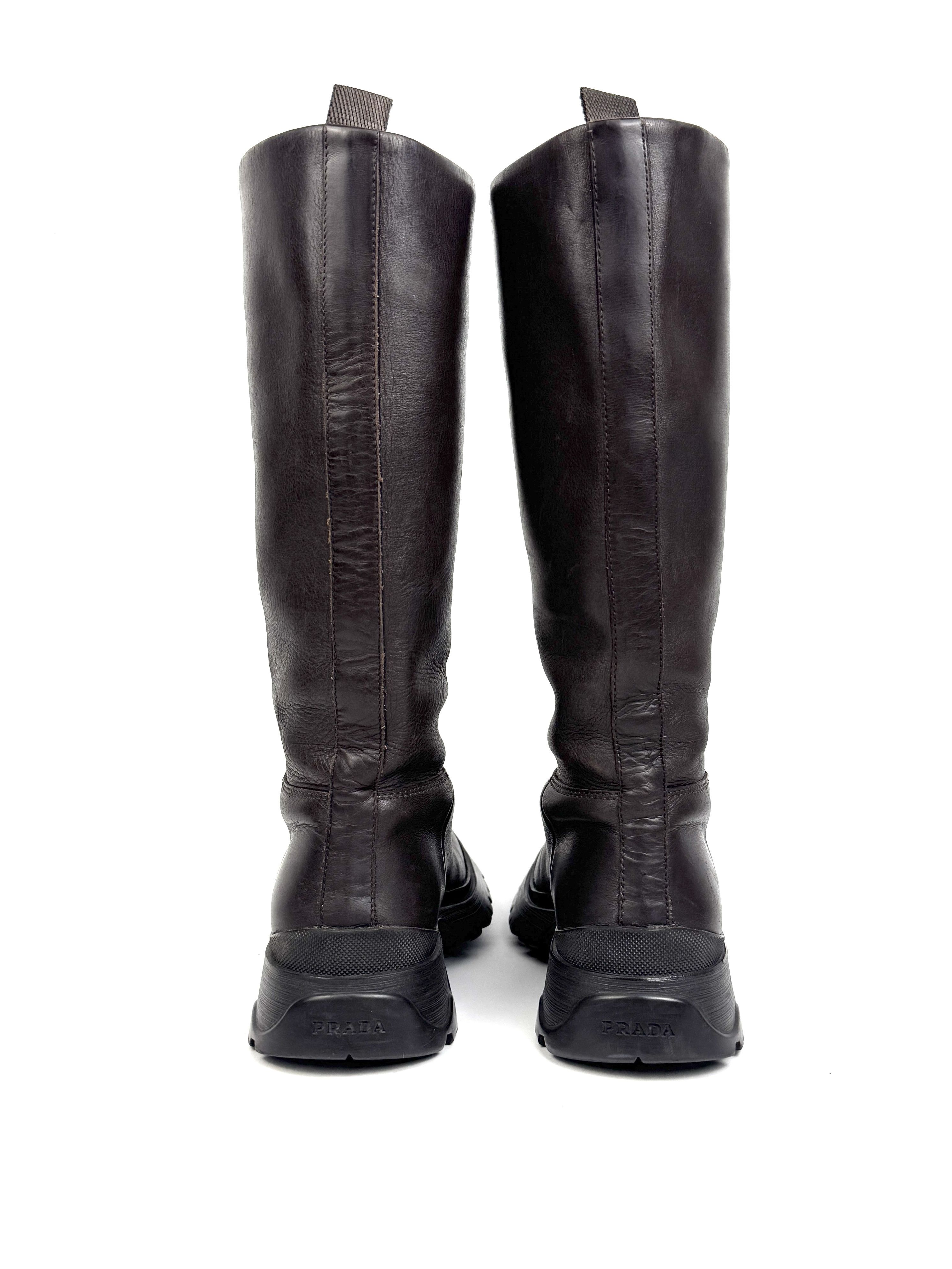 Prada 2004 Prada Leather Brown Lug Sole Boots Size US 6 / IT 36 - 5 Thumbnail