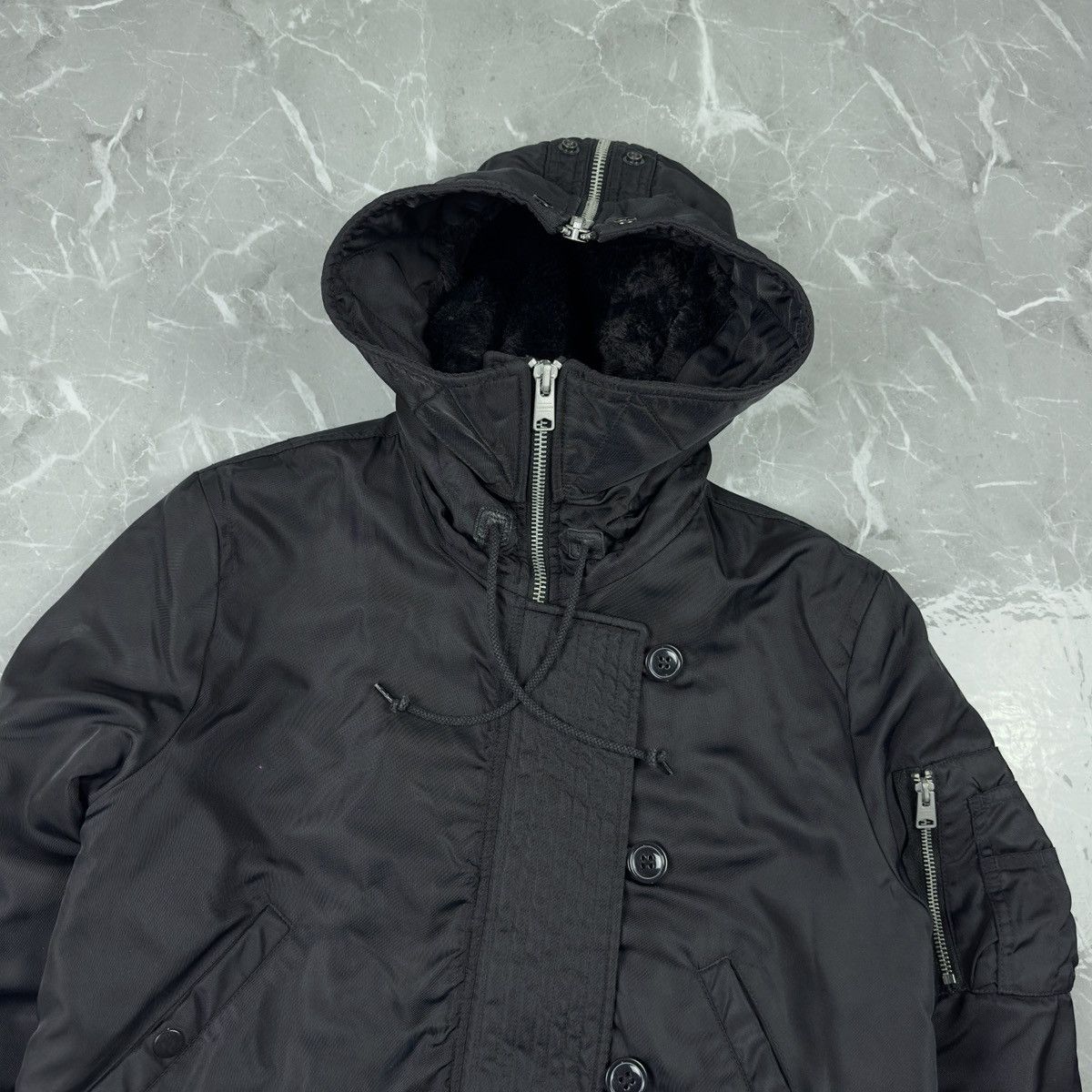 Allsaints All Saints Black Otis Bomber Jacket Size M Black Fur N-2b Size US S / EU 44-46 / 1 - 2 Thumbnail