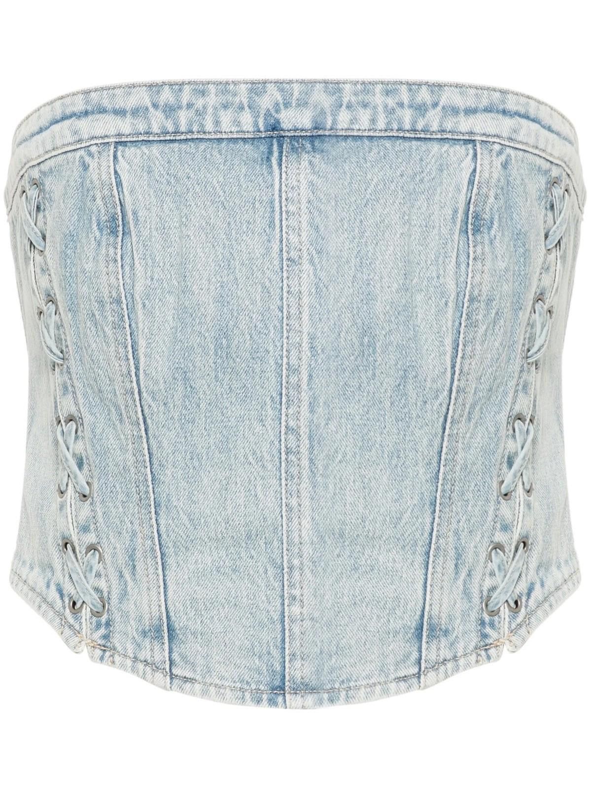 Ksubi new ksubi bustier denim crop top dove laced extra small XS 6 Size XS / US 0-2 / IT 36-38 - 1 Thumbnail