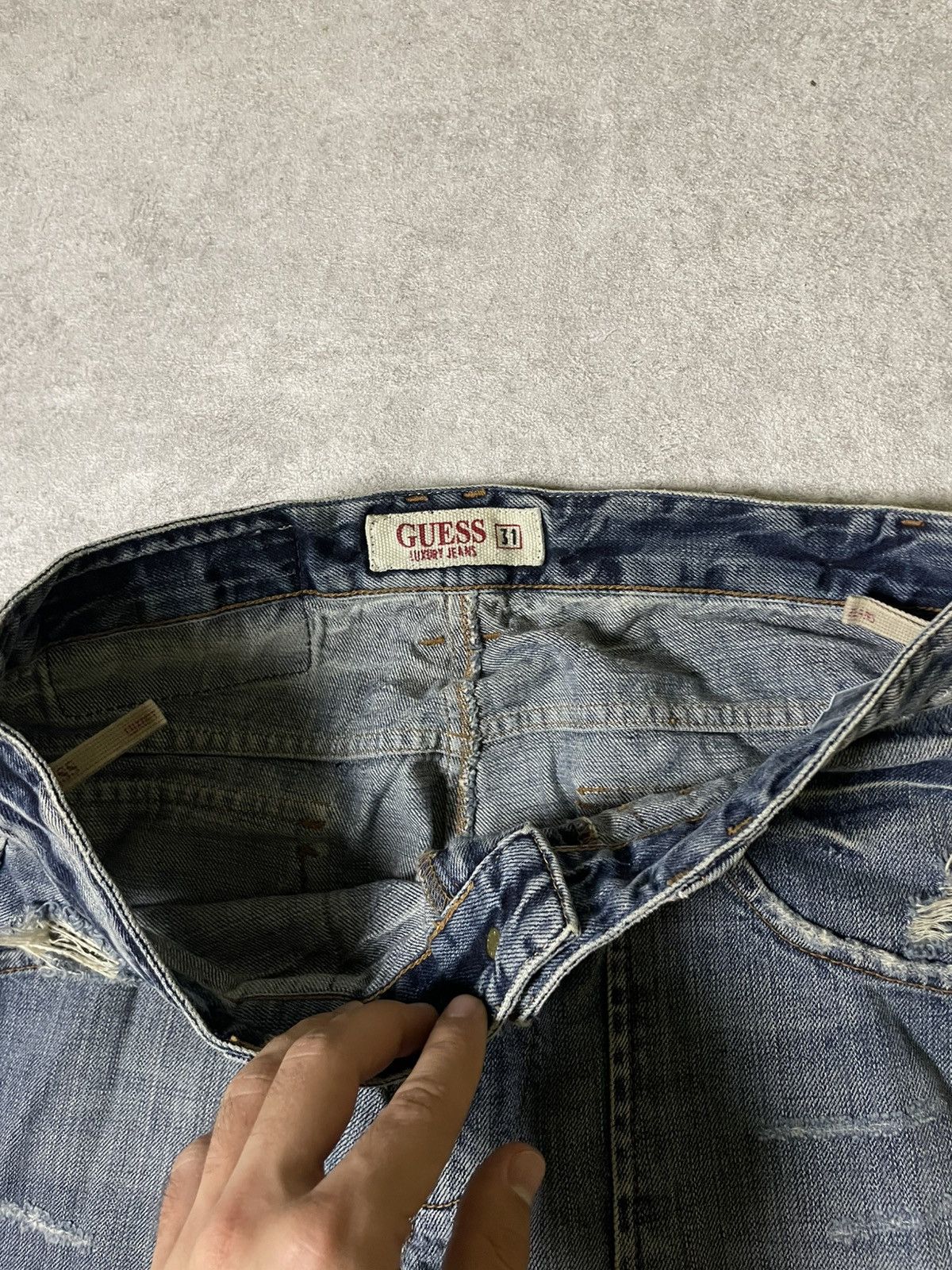 Guess IfSixWasNine Skull USA 99’ LGB Distressed LUXURU GUESS jeans Size US 31 - 10 Thumbnail