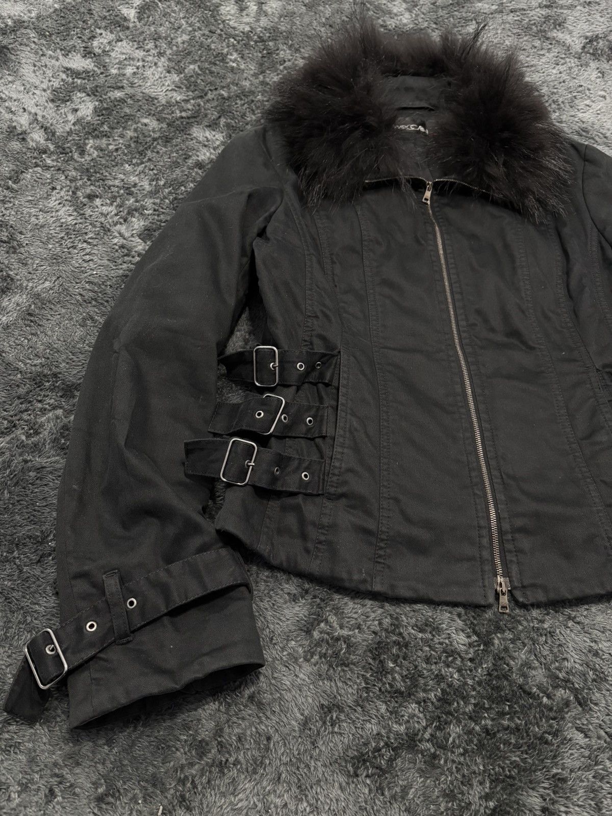 00s Rare Fur Collar Y2K Belted LGB I6W9 Style Jacket