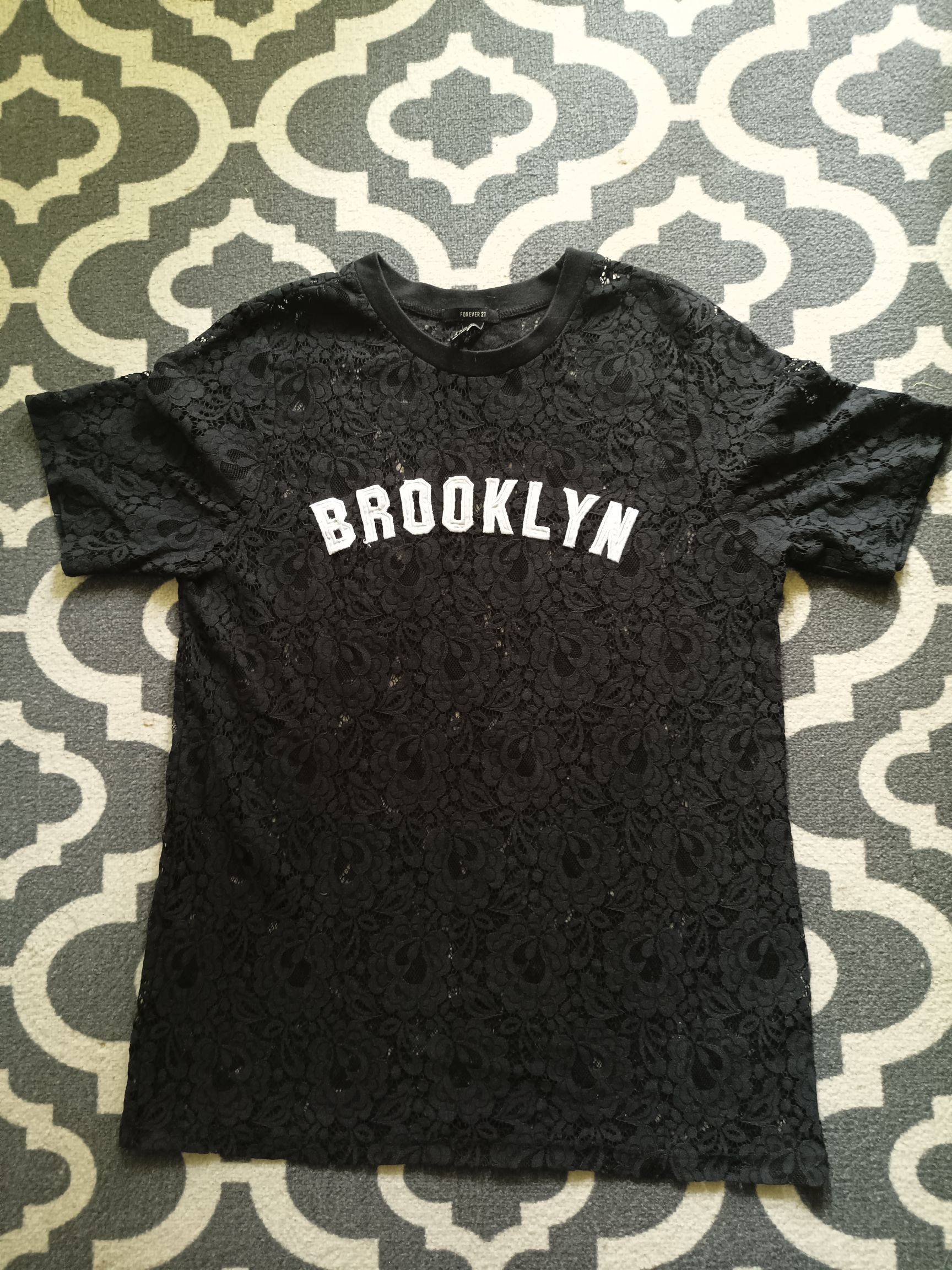 Forever 21 × Japanese Brand Black Lace/Black brocade Brooklyn Short Sleeve Size US L / EU 52-54 / 3 - 10 Thumbnail