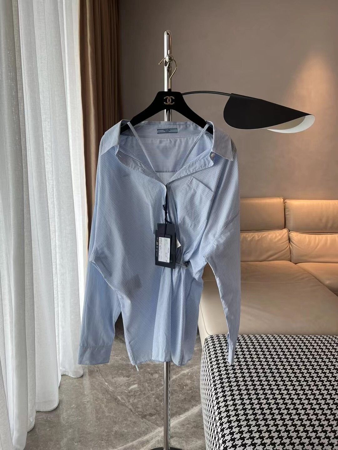 Prada Prada 2023 Stripe Pin Asymmetric Shirt Size S / US 4 / IT 40 - 1 Thumbnail