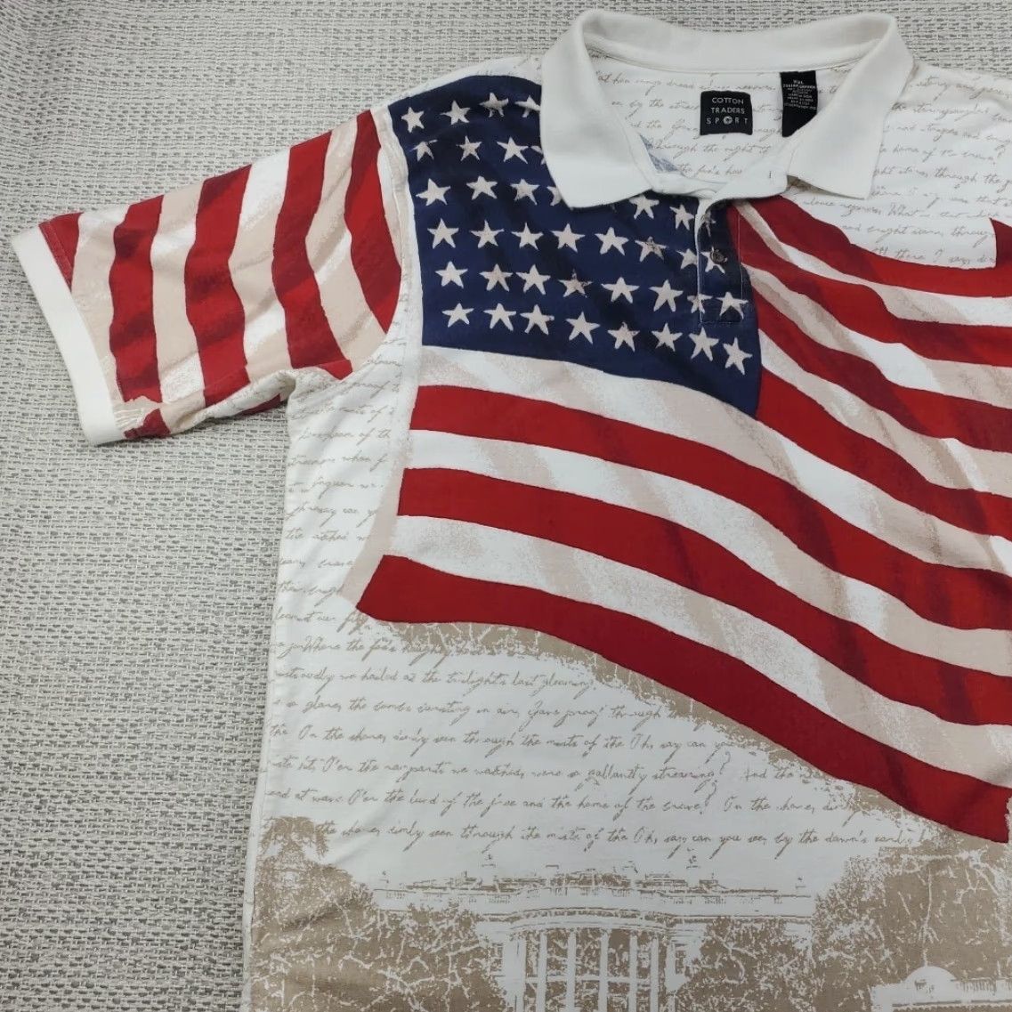 Cotton Traders Cotton Traders Sport Polo Shirt Mens 2XL USA Flag Short Sleeve Stars Stripes Multicolor Size US XXL / EU 58 / 5 - 3 Thumbnail