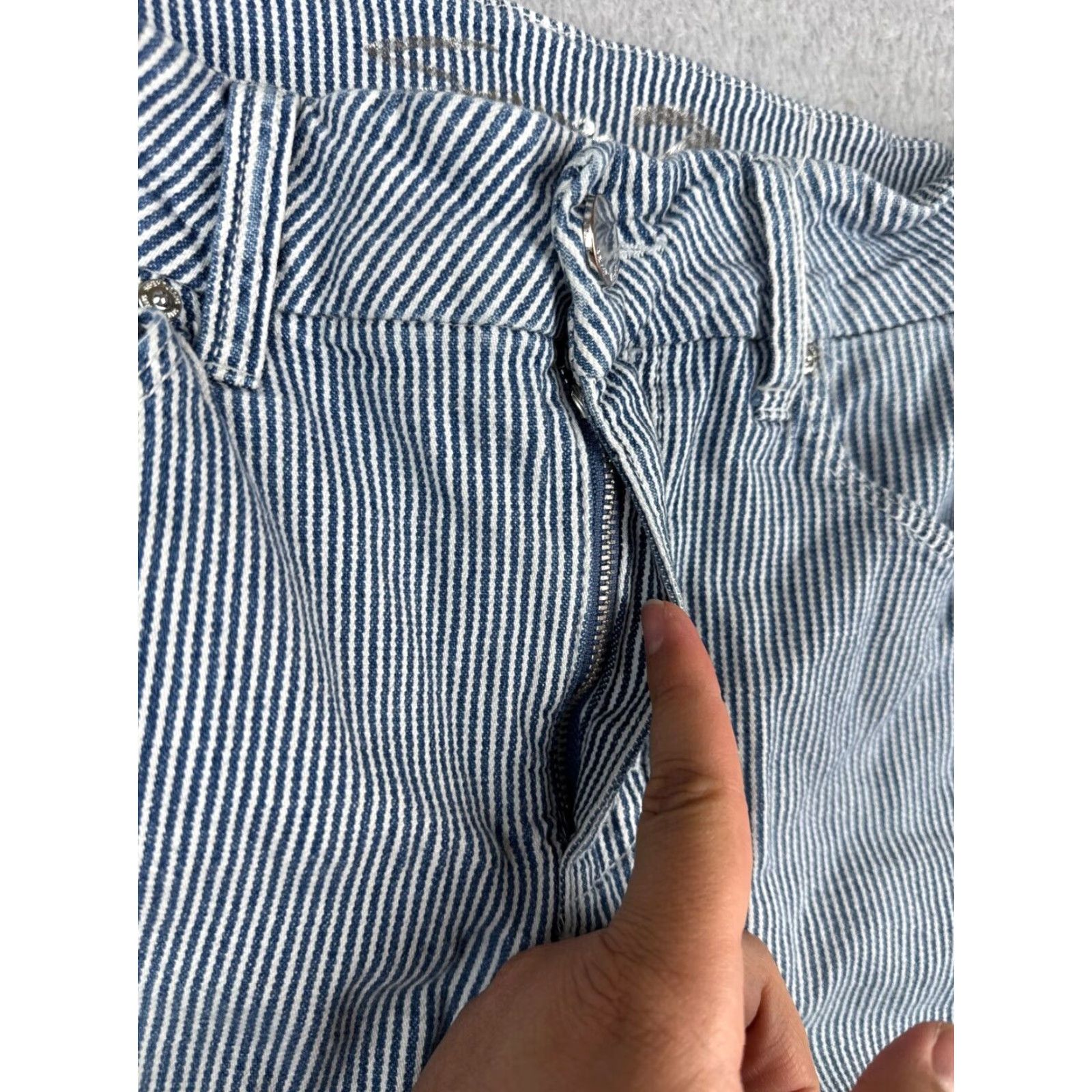 Vintage Seven7 Jeans Women High Rise Blue White Stripe Denim Skinny 32x28 Regular 12 Adult Jeans Womens Girls? Size 34" / US 12 / IT 48 - 6 Thumbnail