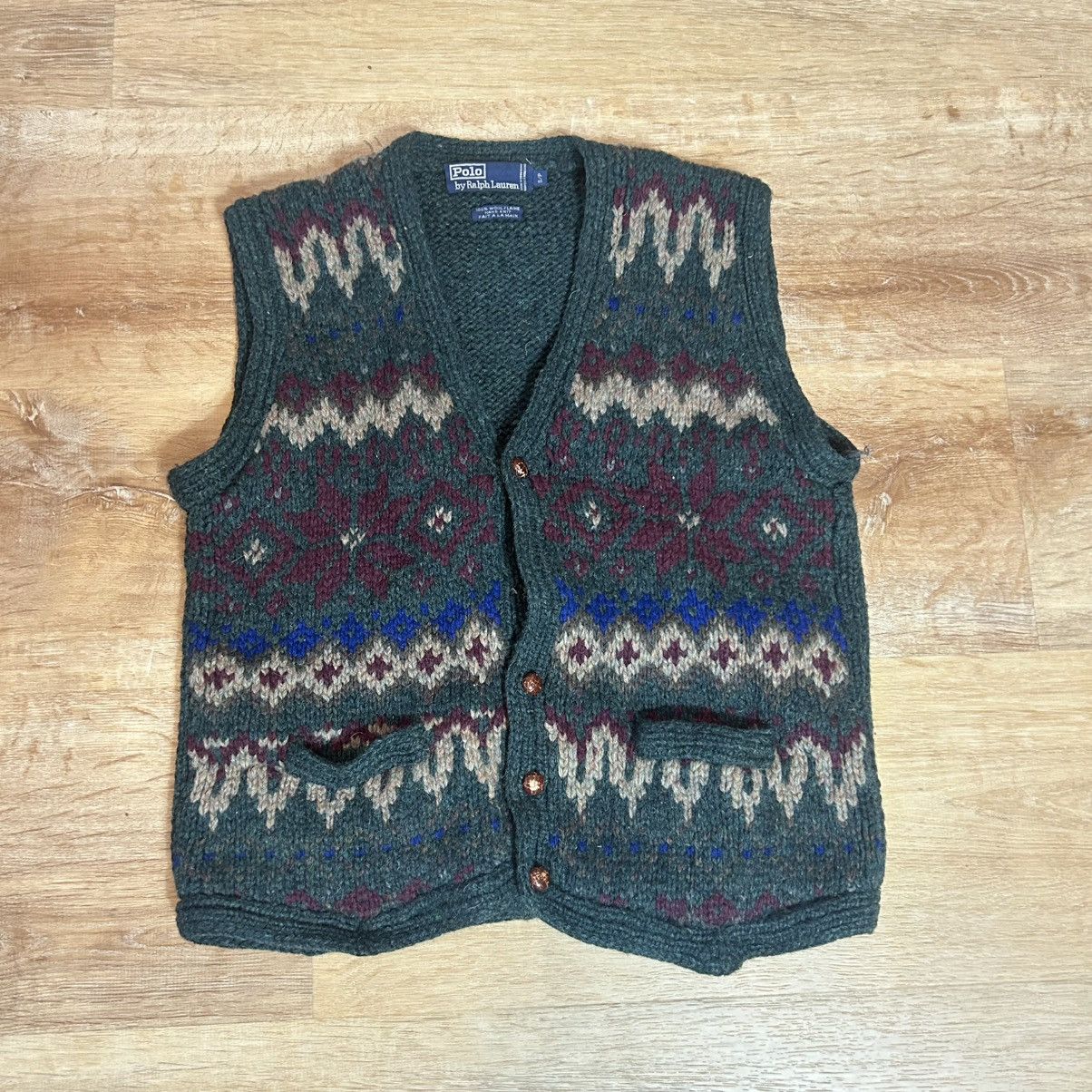 Polo Ralph Lauren Vintage 1980s Polo Ralph Lauren Hand Knit Wool Vest S Size US S / EU 44-46 / 1 - 1 Thumbnail