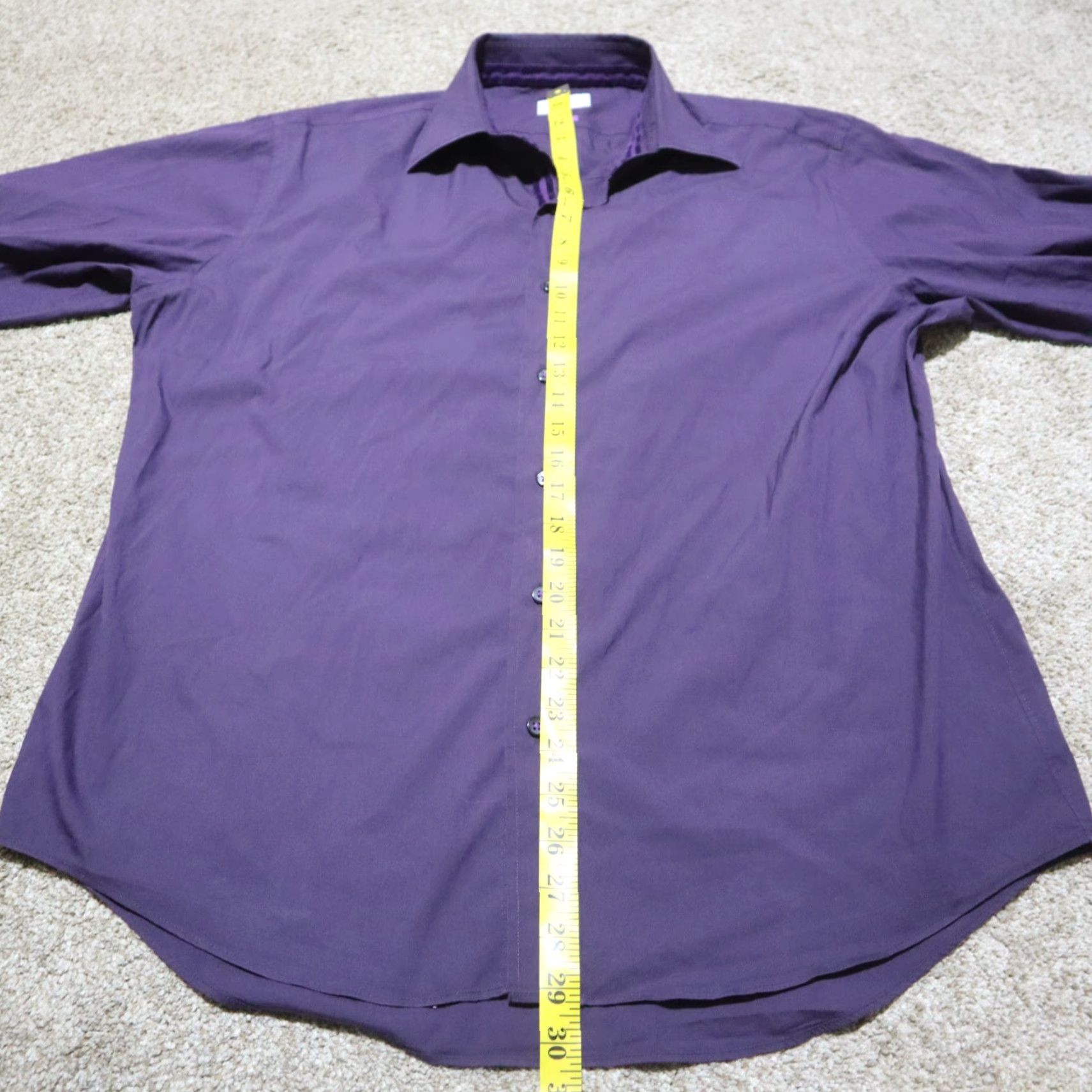Lorenzo Uomo Lorenzo Uomo Shirt Button-Down L Purple Mens Long Sleeve Cotton Solid Sleeve Button Front Oxford Shirt Size US L / EU 52-54 / 3 - 6 Thumbnail