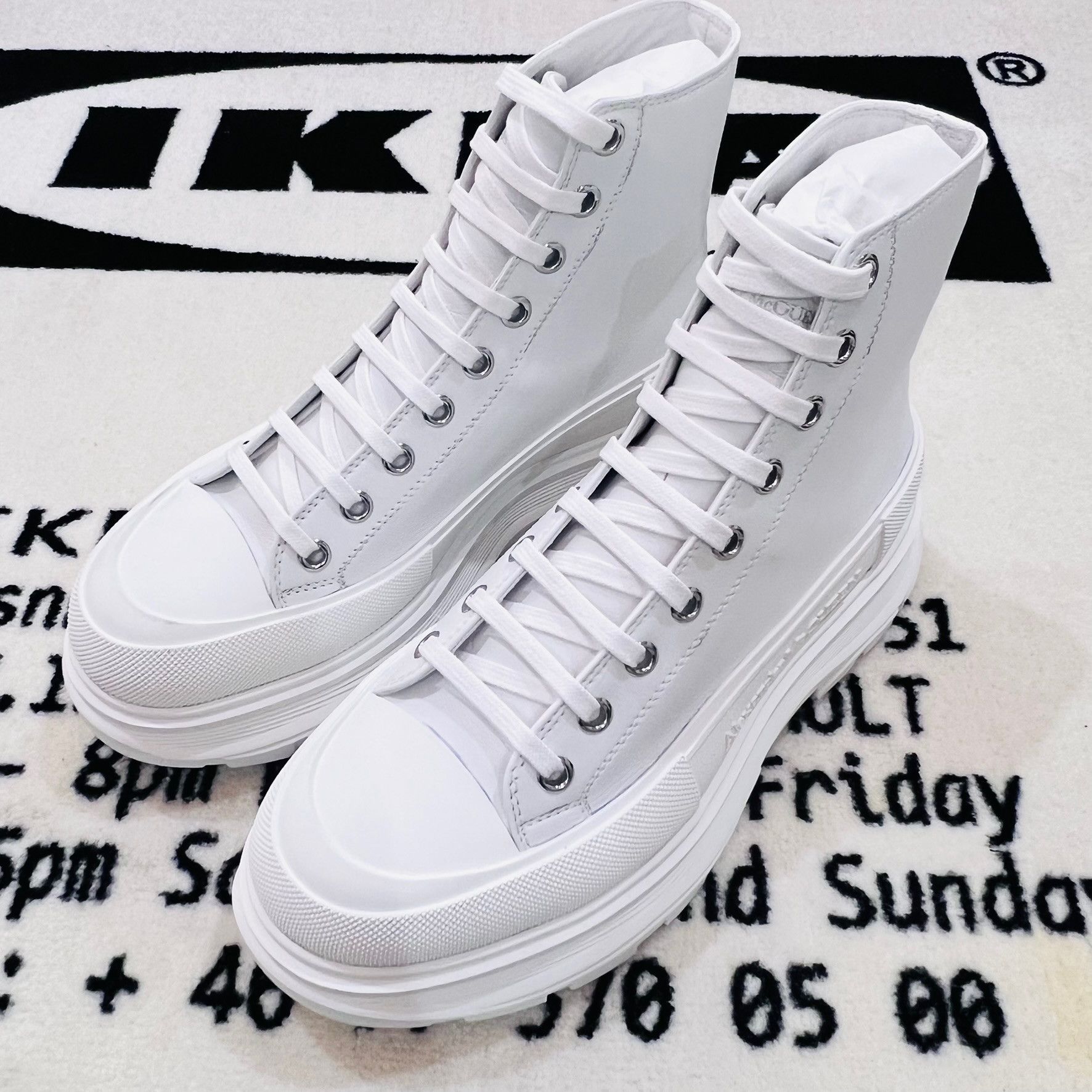 Alexander McQueen Tread Slick Leather High Top Sneakers