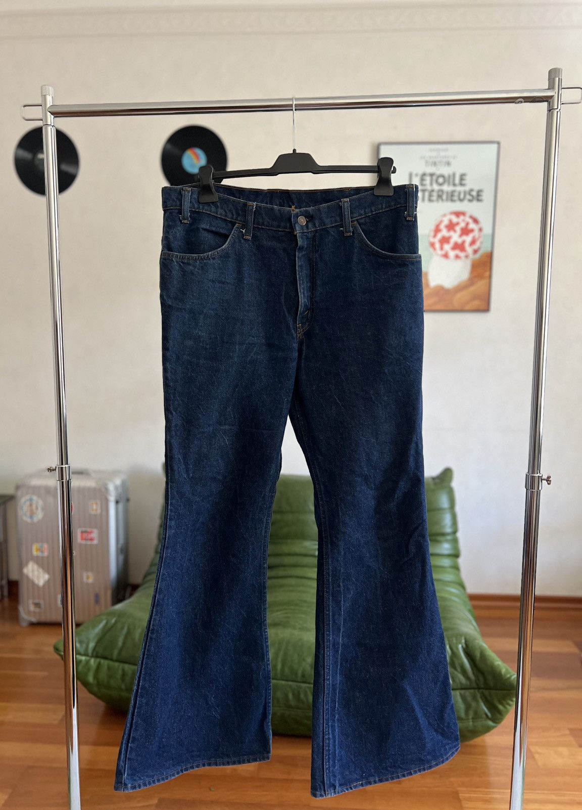 image of Levis x Vintage Levi’S 684 Big Bells Bell Bottom Orange Tab Jeans in Blue, Men's (Size 36)