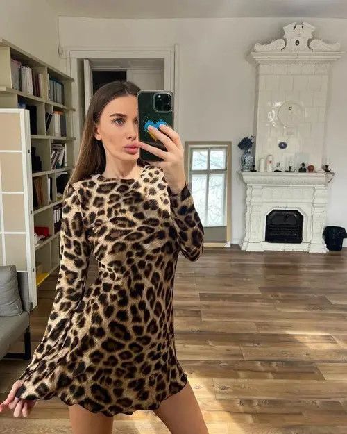 Designer Leopard Print Mini Women Dress y2k Size S / US 4 / IT 40 - 2 Thumbnail