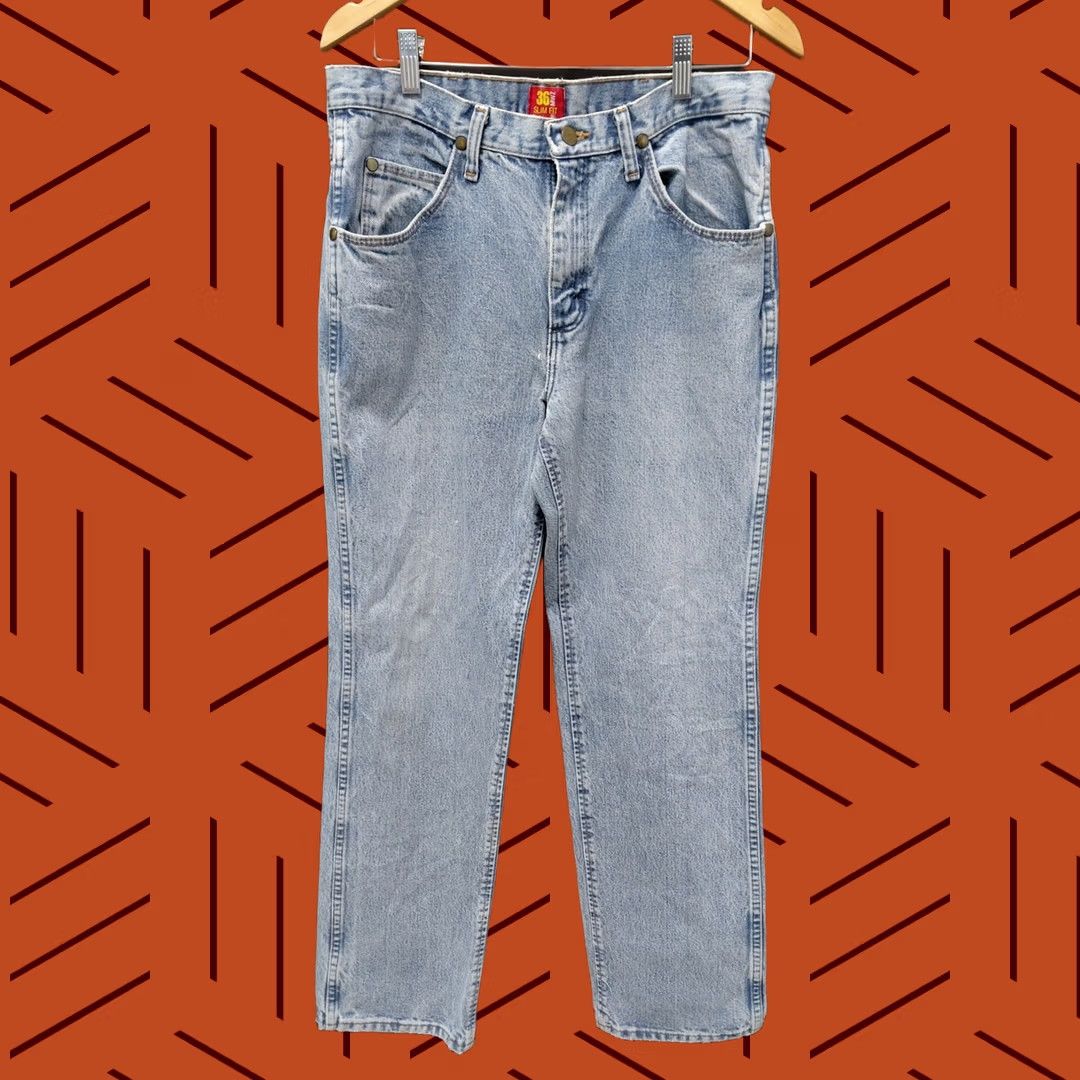 Wrangler Wrangler Jeans Mens 36 x 32 Light Wash Fit Slim Solid Denim Size Size US 36 / EU 52 - 1 Thumbnail