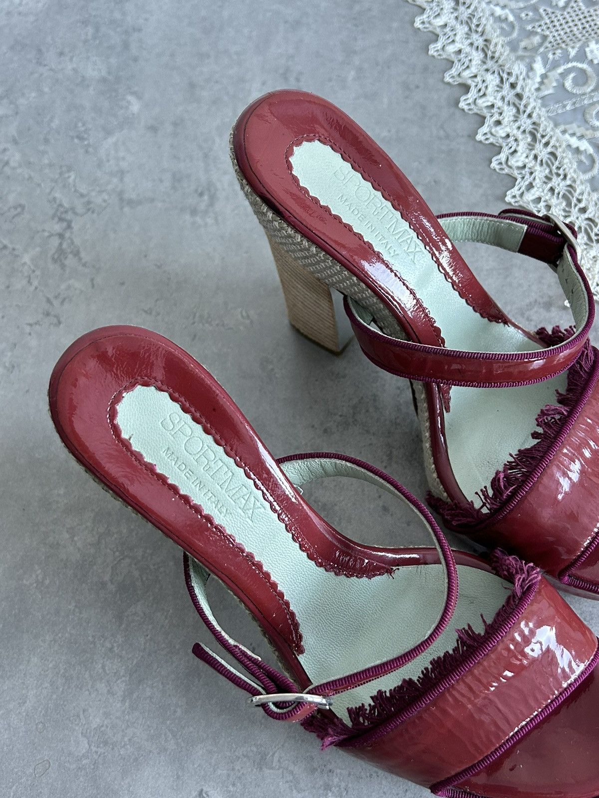 Max Mara × Sportmax SportMax Cherry Red Platform Max Mara Luxury Heels Designer Size US 7 / IT 37 - 6 Thumbnail