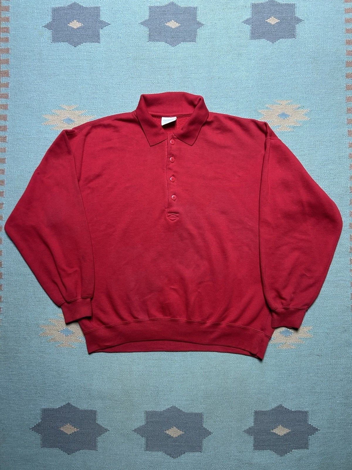 Vintage Vintage Henley sweatshirt cheetah blank red 1/4 button large Size US L / EU 52-54 / 3 - 1 Thumbnail