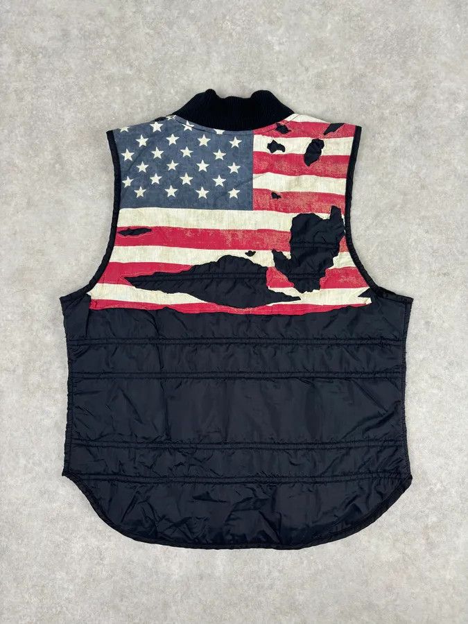 Polo Ralph Lauren 2010s Denim & Supply Ralph Lauren Black Nylon Quilted USA Flag Bomber Vest Size S / US 4 / IT 40 - 1 Thumbnail