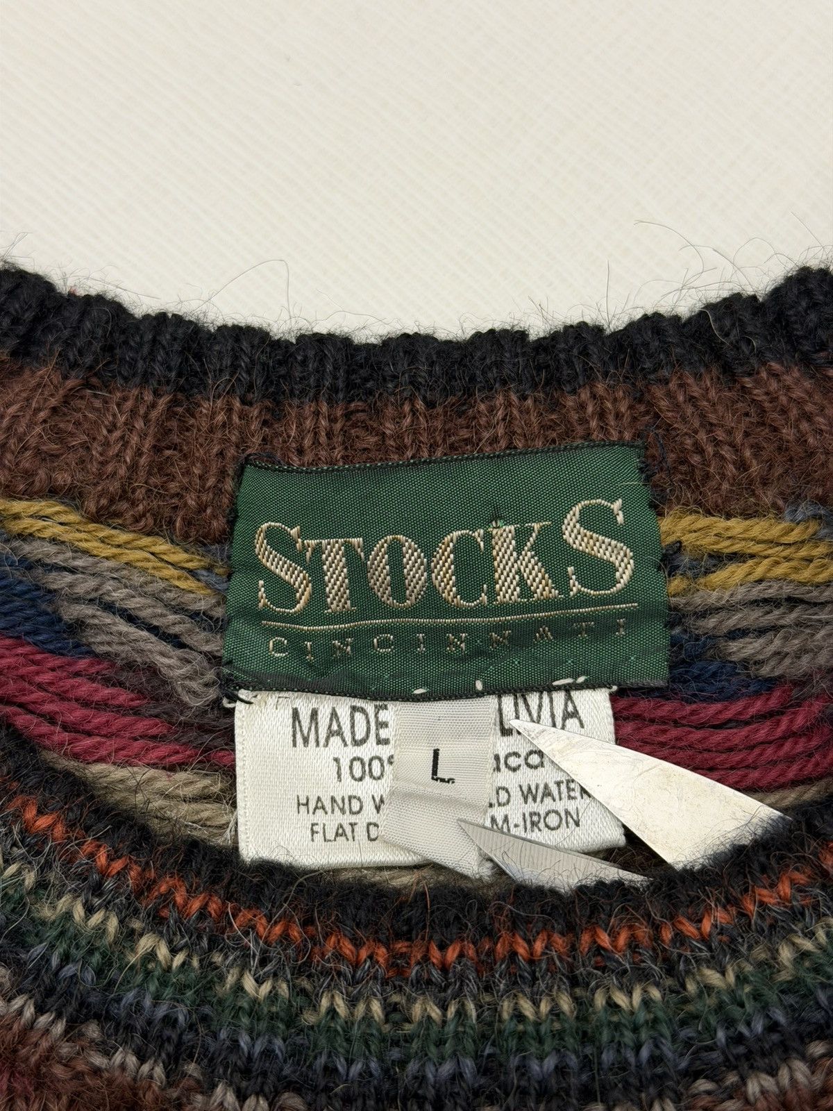 Vintage Vintage 90s Stocks Bolivia 100% Alpaca Wool Knit Sweater L Size US L / EU 52-54 / 3 - 4 Thumbnail