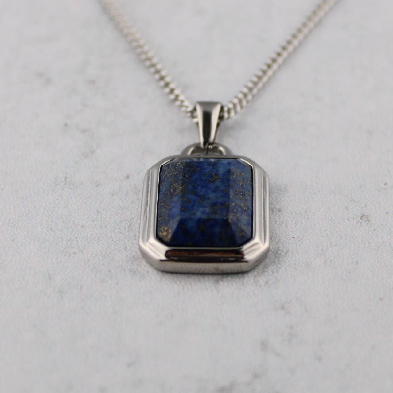 Jewelry Silver Lapis Lazuli Pendant Chain Necklace Size ONE SIZE - 4 Thumbnail
