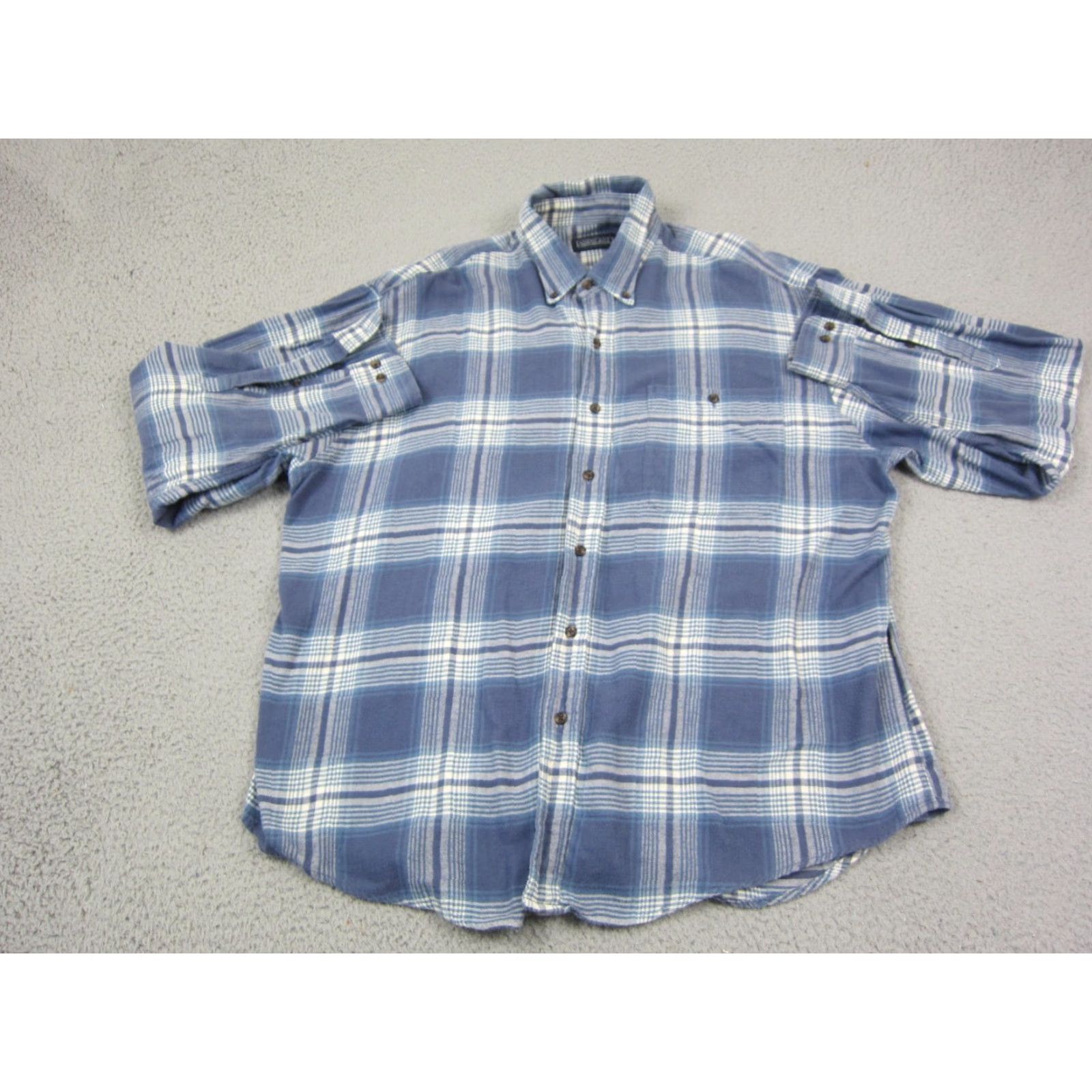 Lands' End VINTAGE Lands' End Shirt Adult XL Blue Plaid Flannel Cotton Mens 90s Button-Up Long Sleeve Collar Down 90s Theme Pockets Size US XL / EU 56 / 4 - 2 Thumbnail