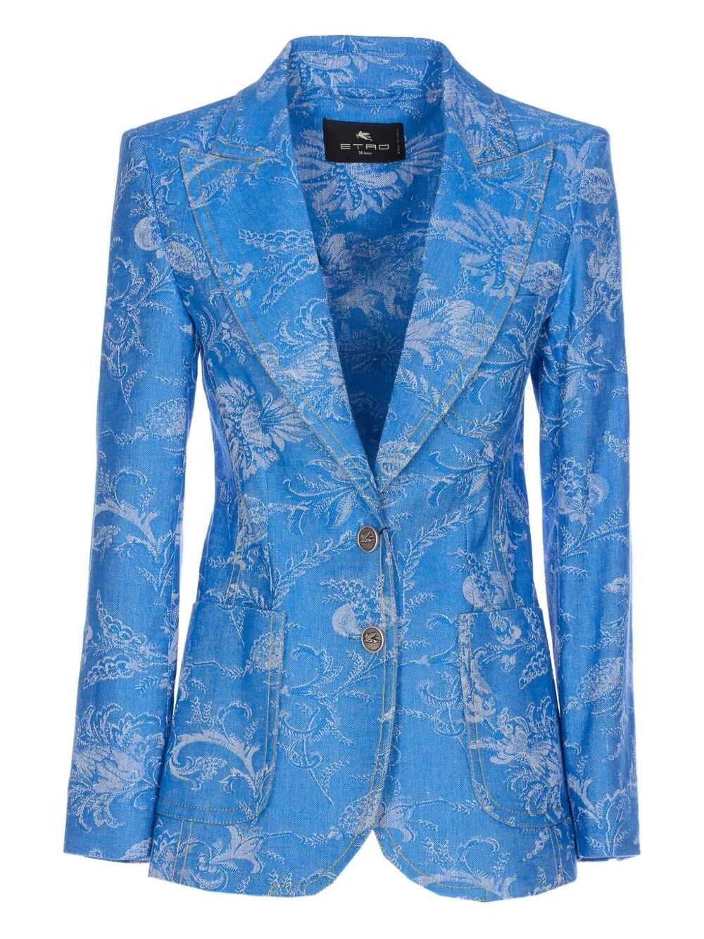 Fitted Denim Jacket With Peak Lapels