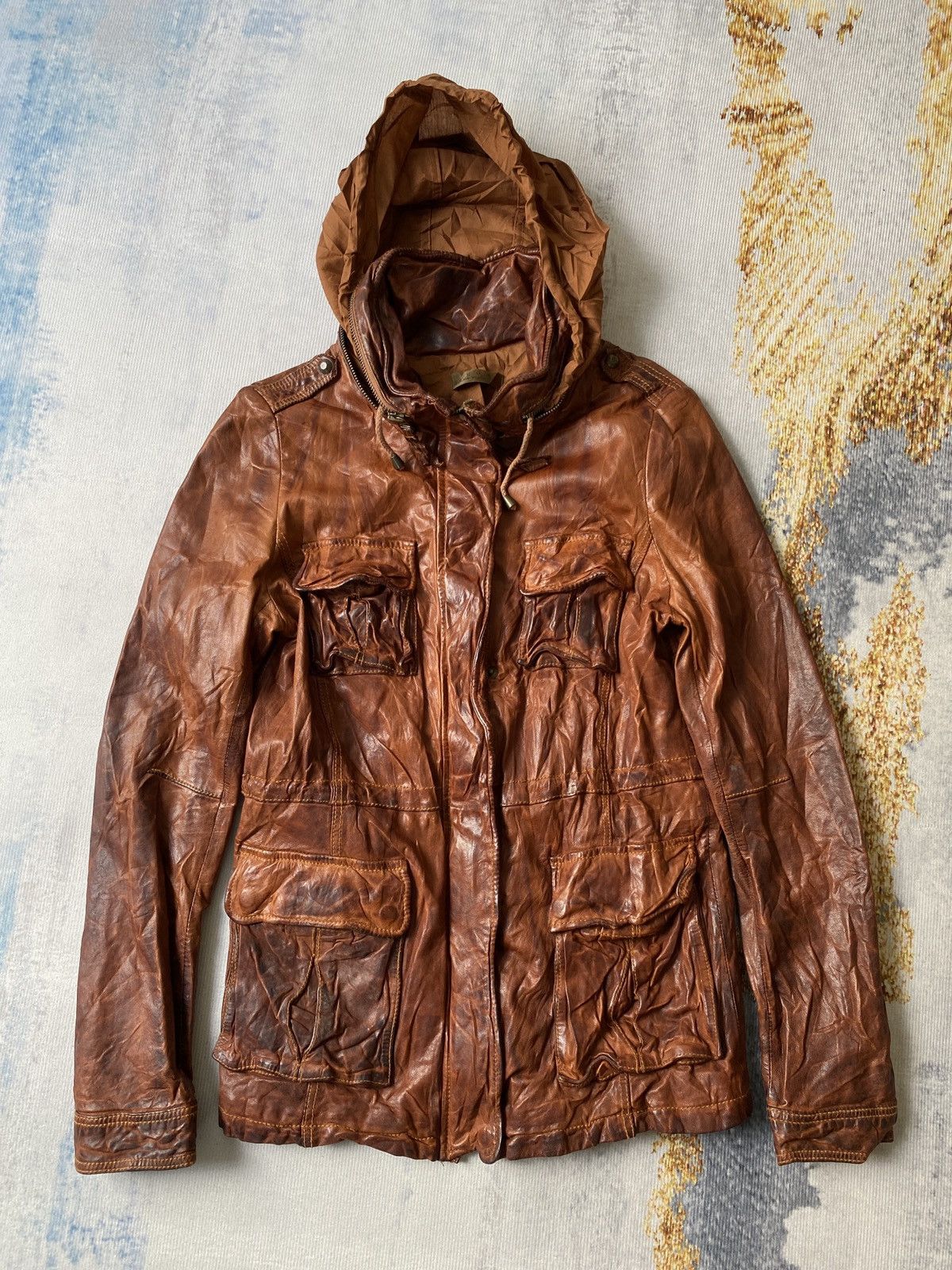 If Six Was Nine Japanese Brand GOA Multipocket Zipper Hoodie Leather Jacket Size US S / EU 44-46 / 1 - 2 Thumbnail