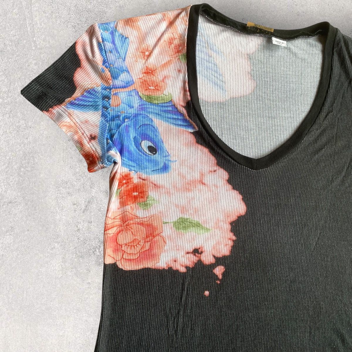 John Galliano × Vintage Rare Koi Fish Silk Blend Micro Ribbed T Shirt Size US M / EU 48-50 / 2 - 3 Thumbnail