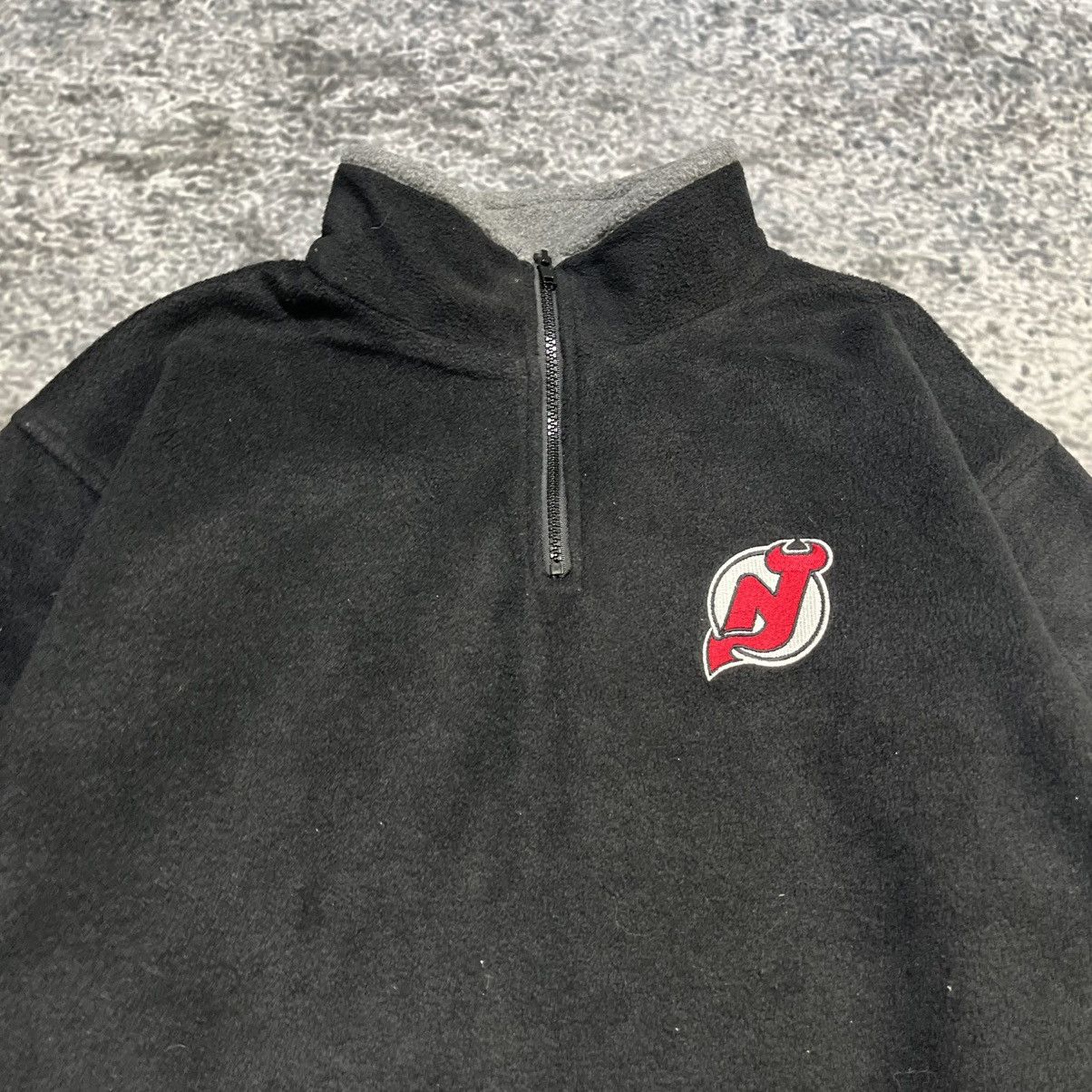 Majestic VINTAGE 90s NEW JERSEY DEVILS BLACK 1/4 ZIP FLEECE SWEATER Size US L / EU 52-54 / 3 - 3 Thumbnail
