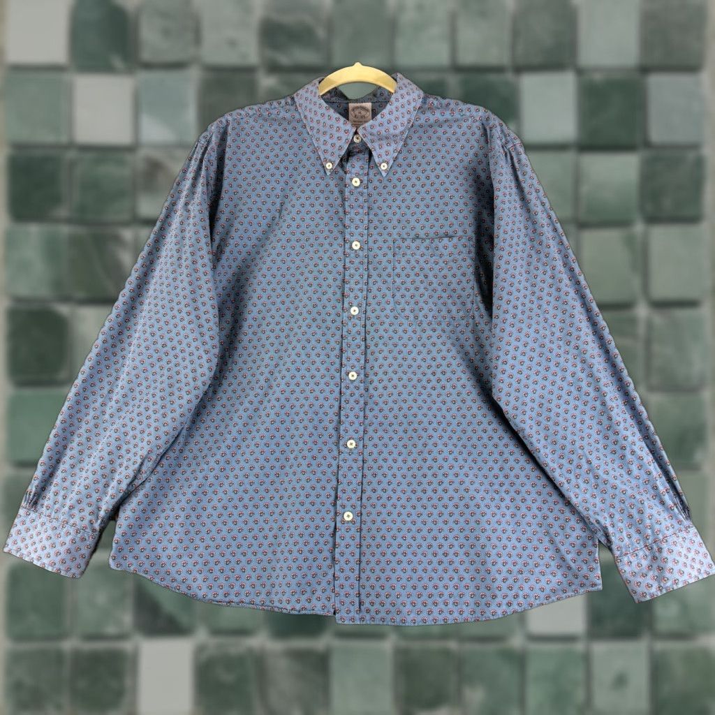 Brooks Brothers Brooks Brothers Regent Fit Button-Down Shirt Men XL Blue Floral Long Sleeve Size US XL / EU 56 / 4 - 1 Thumbnail