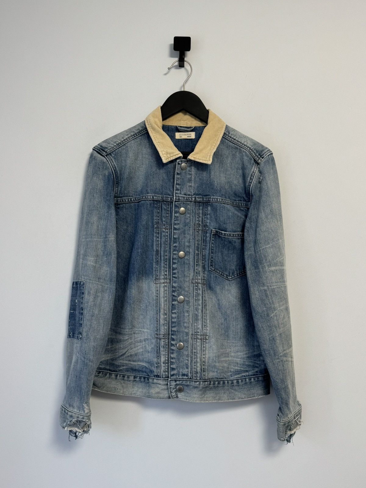 Allsaints AllSAINTS Iren Men's Distressed Denim Jacket Mid Indigo Size US M / EU 48-50 / 2 - 1 Thumbnail