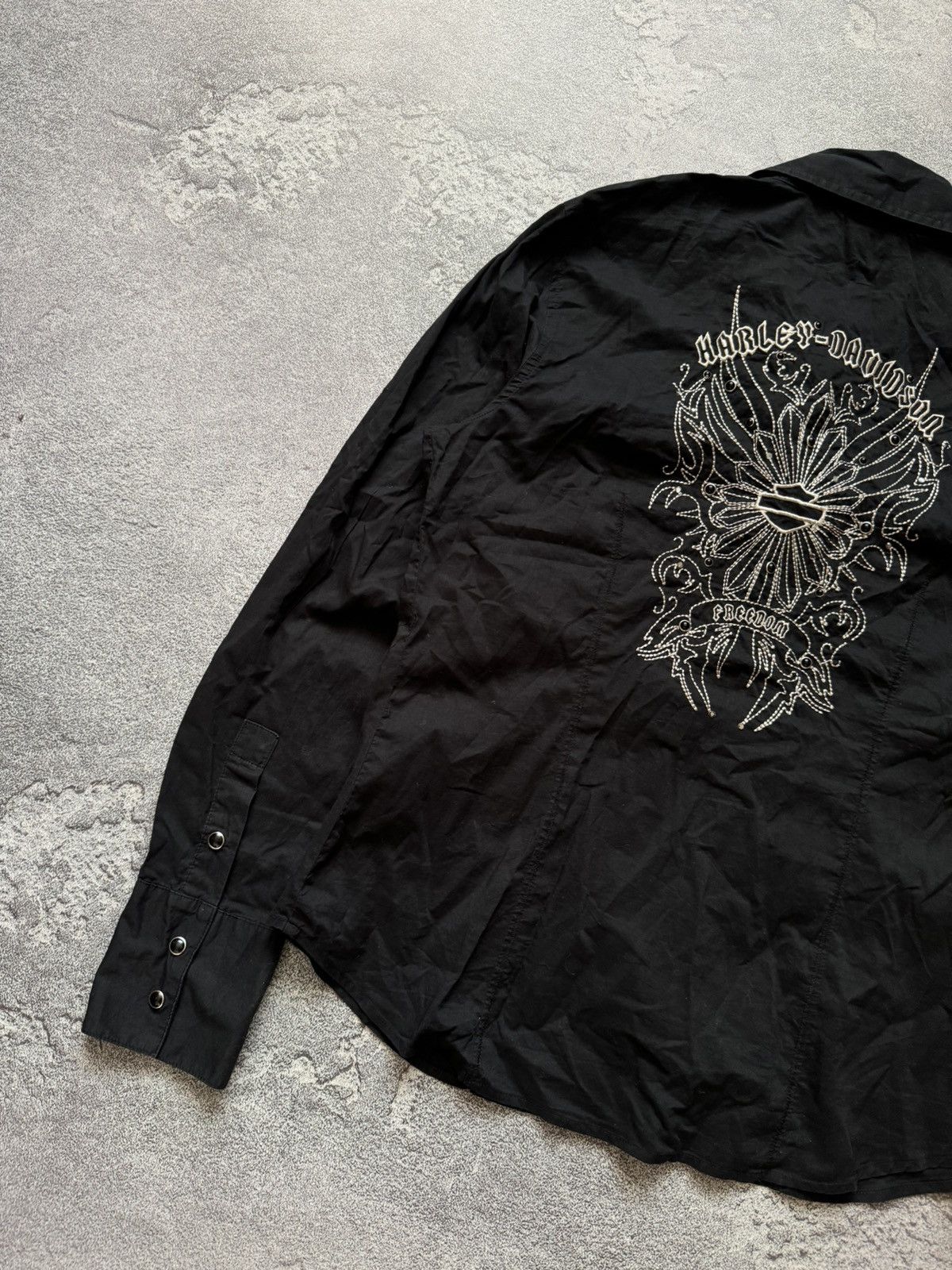Harley Davidson × Vintage Harley Davidson S freedom big logo shirt button up blouse Size S / US 4 / IT 40 - 6 Thumbnail