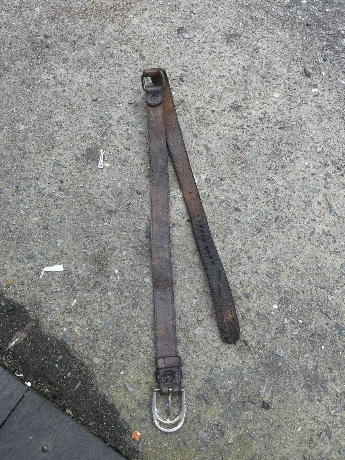 KMRii Rugged Patina Leather Belt Heavy Distressed Size 30 - 5 Thumbnail